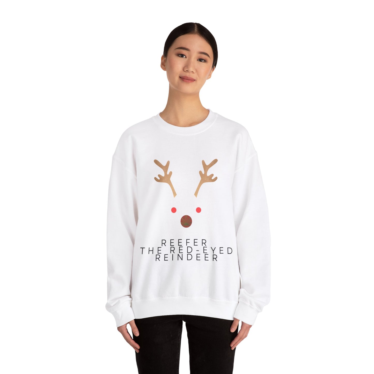 Red Eyed Reindeer Unisex Heavy Blend Crewneck Sweatshirt