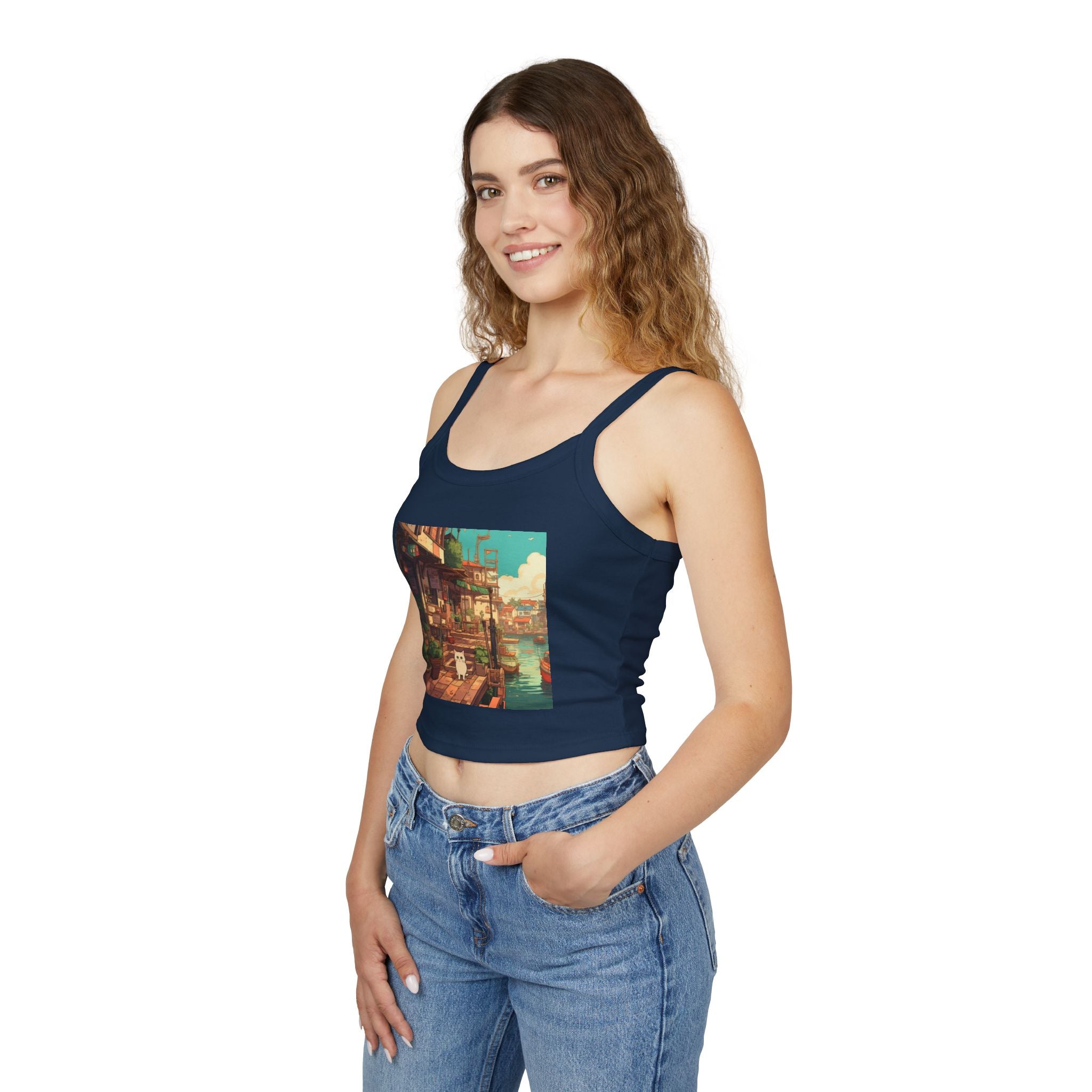 Studio Ghibli Style Cat Women's Spaghetti Strap Tank Top