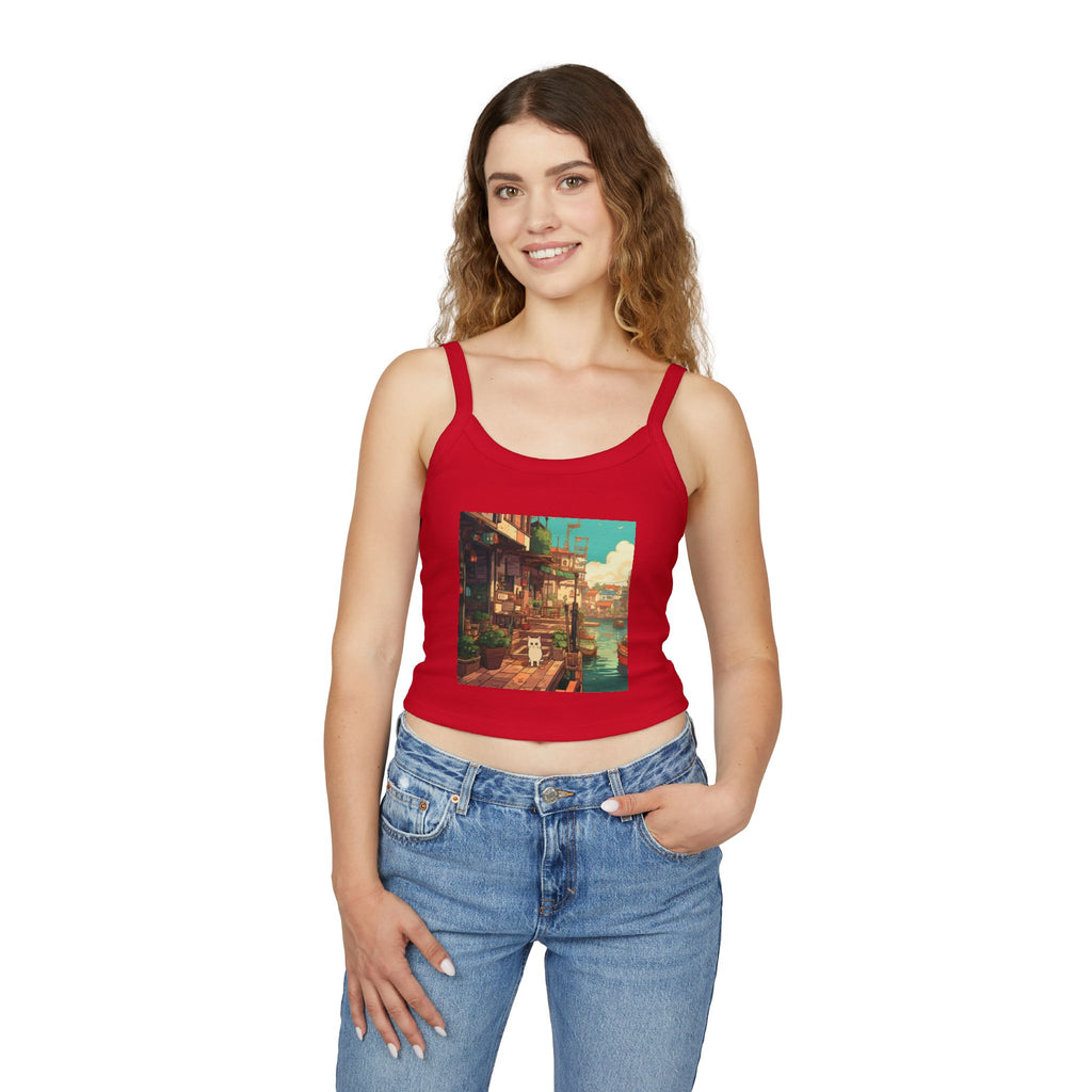 Studio Ghibli Style Cat Women's Spaghetti Strap Tank Top