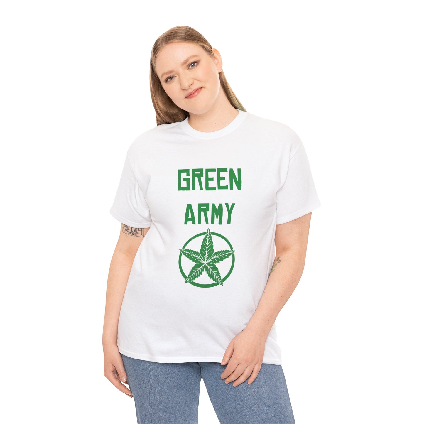 Green Army Star Leaf Unisex Heavy Cotton Tee