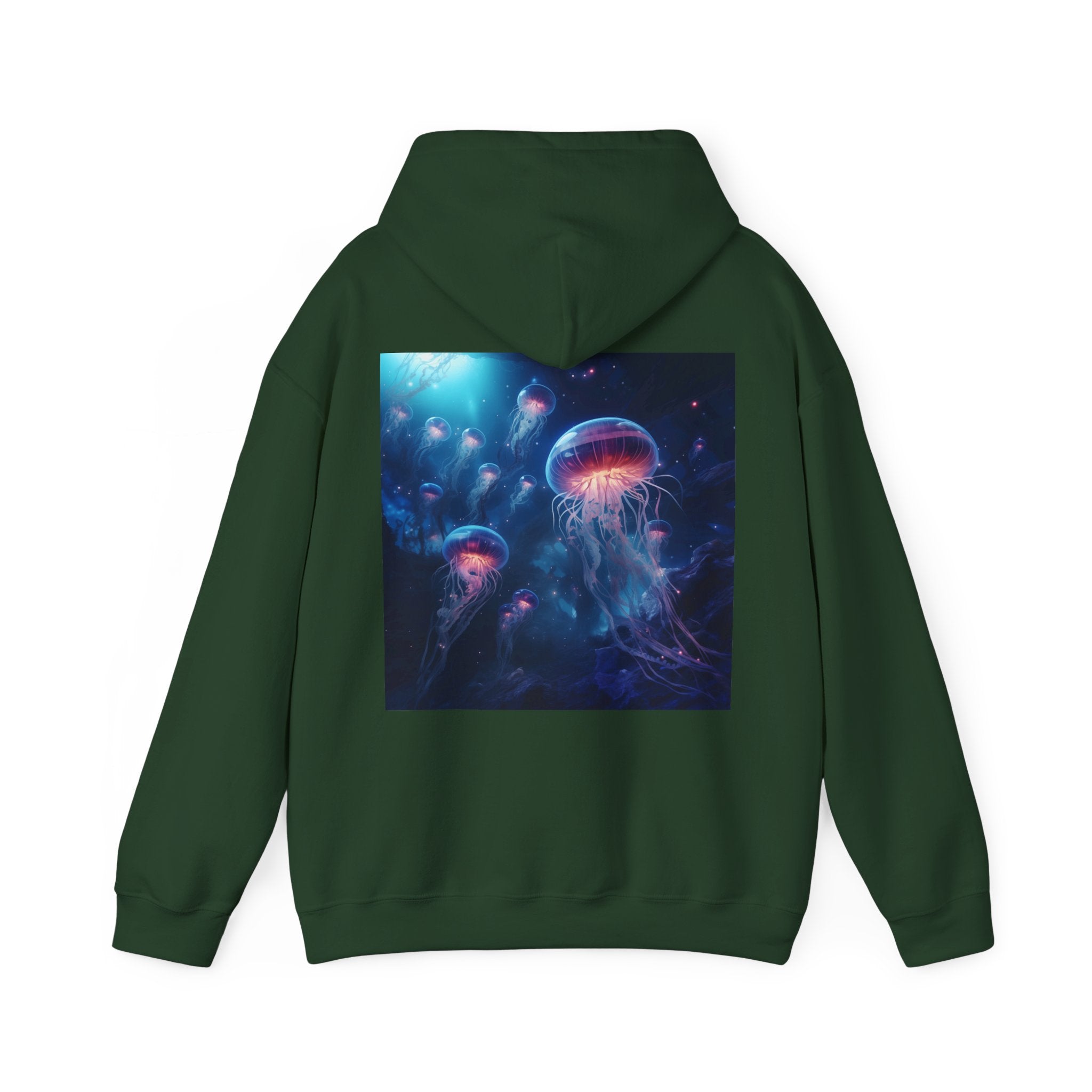Jellyfish in Space Back Unisex Heavy Blend Hooded Sweatshirt