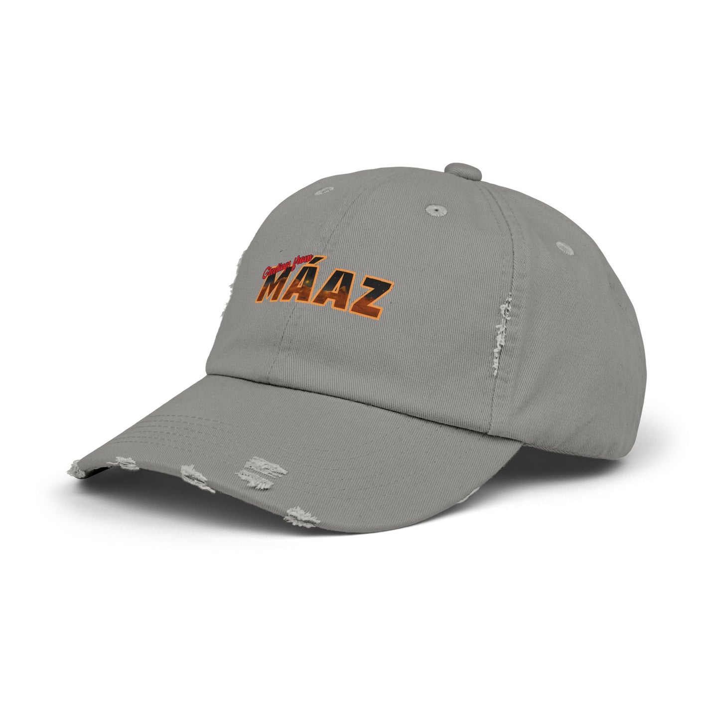 Greetings from Máaz Unisex Distressed Cap