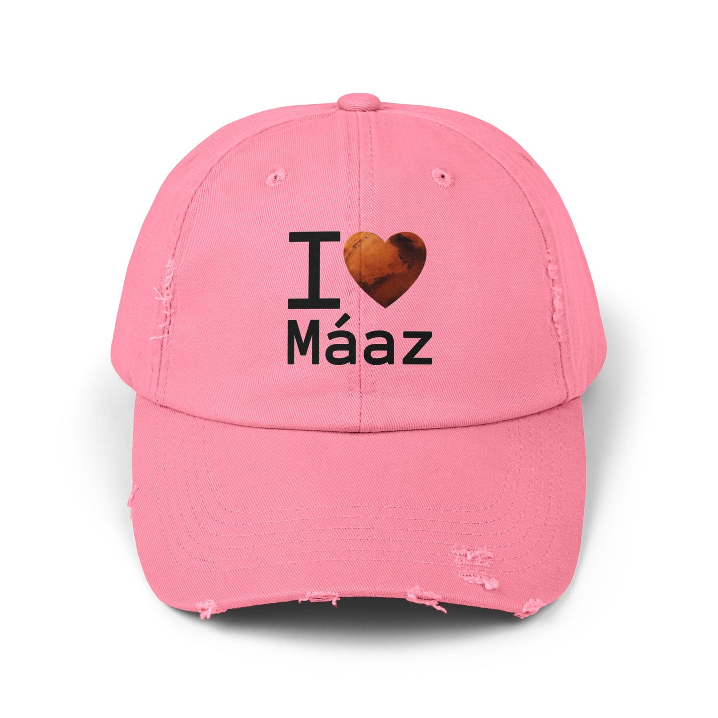 I Love Mars Unisex Distressed Cap