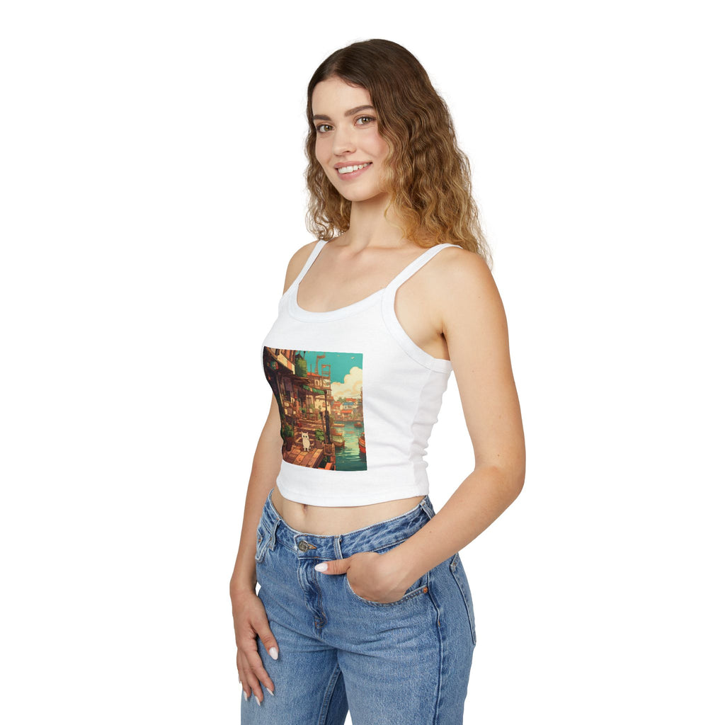 Studio Ghibli Style Cat Women's Spaghetti Strap Tank Top