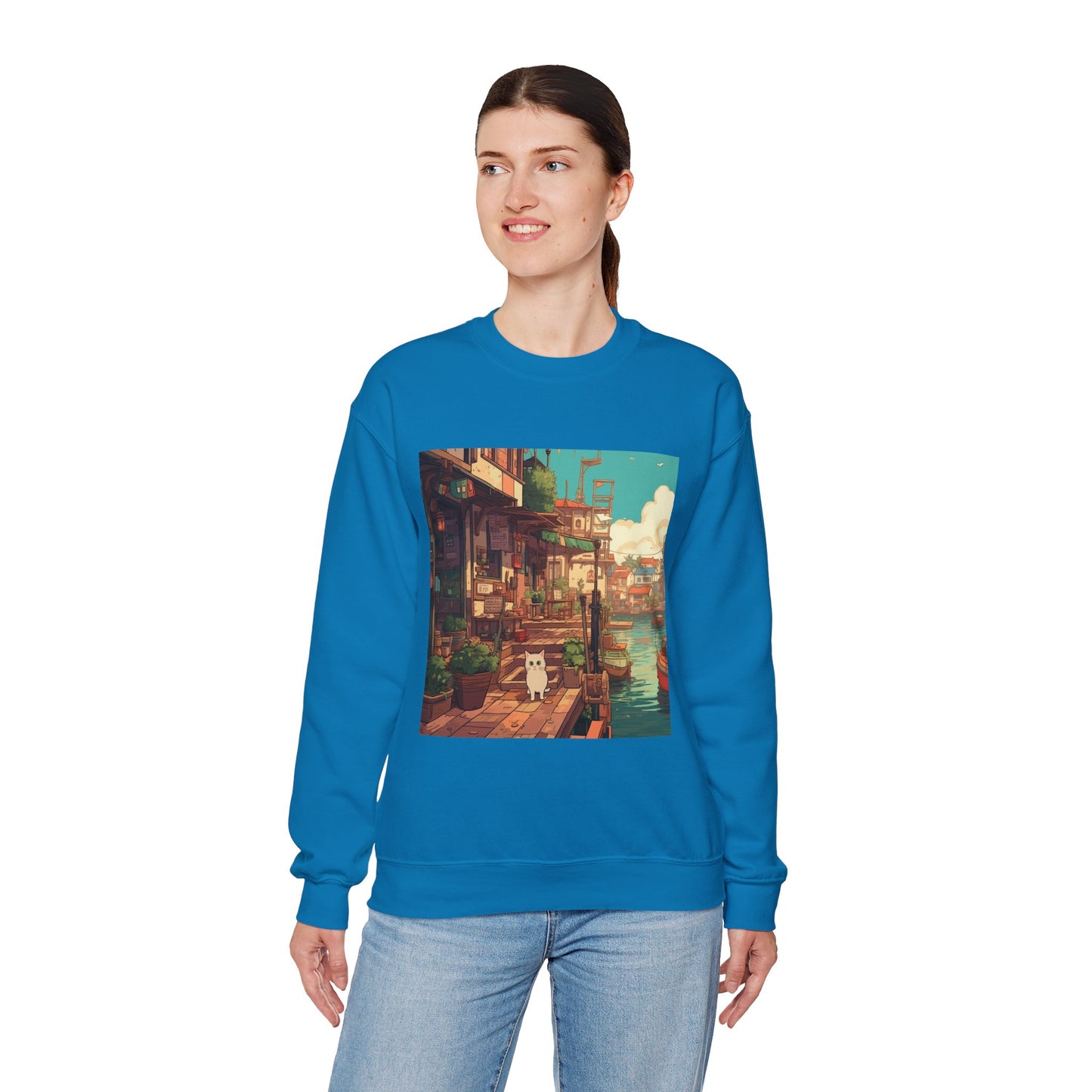 Studio Ghibli Style Cat Unisex Heavy Blend Crewneck Sweatshirt