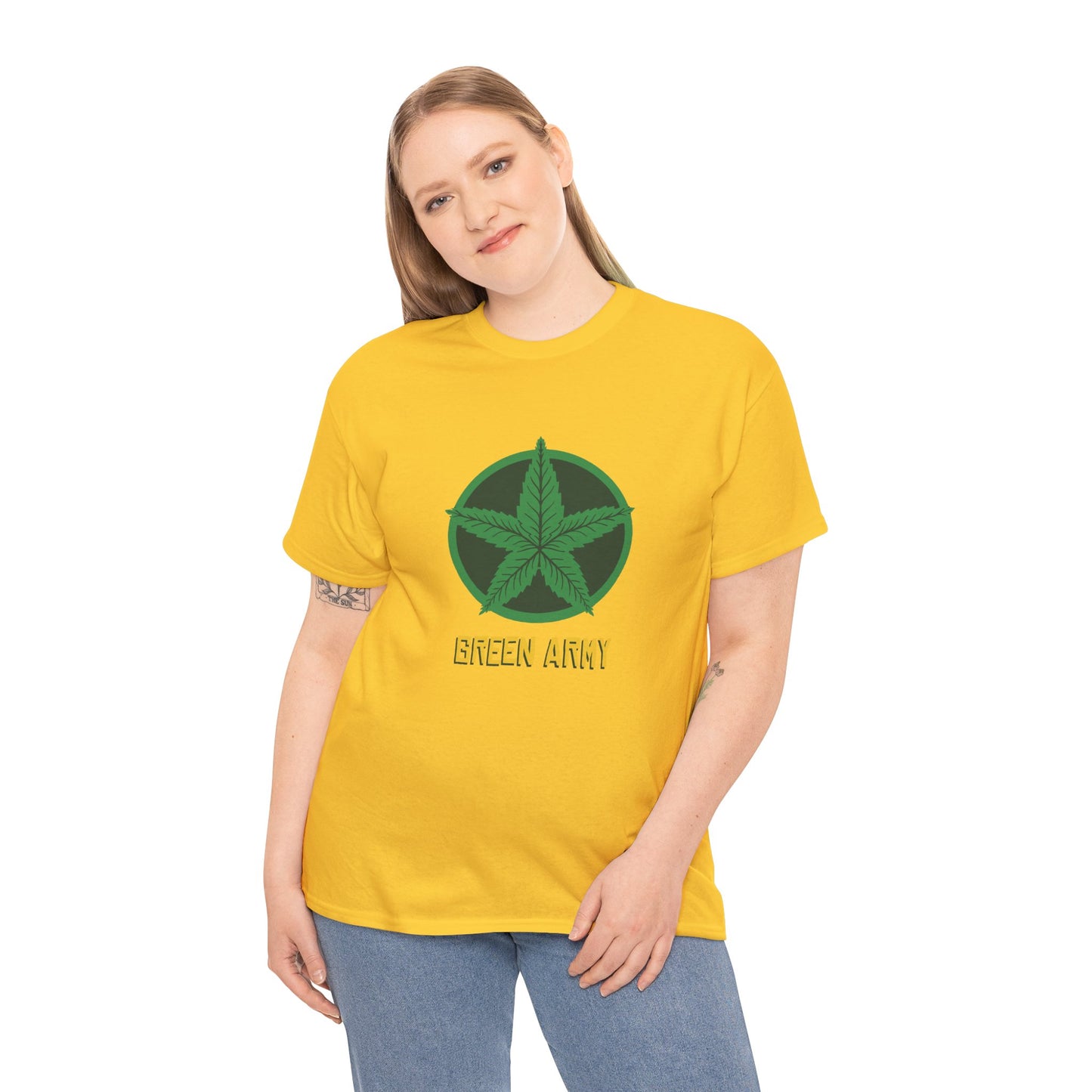 Green Army Star Logo Unisex Heavy Cotton Tee