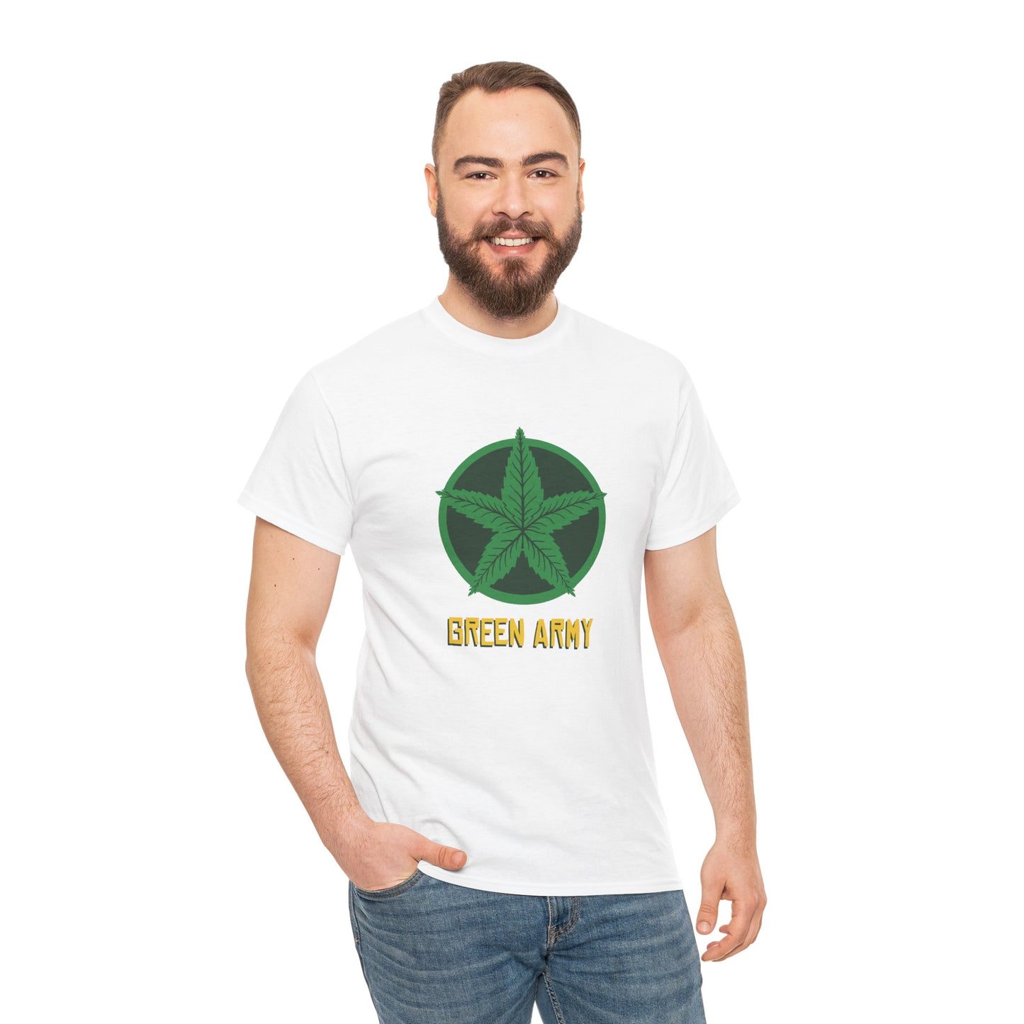 Green Army Star Logo Unisex Heavy Cotton Tee