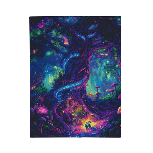 Psychedelic Trees Velveteen Plush Blanket