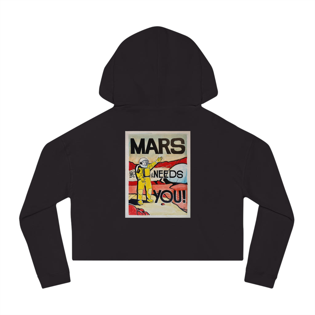 Mars Needs You Stylish Women’s Cropped Hooded Sweatshirt - 'Greetings From Maaz' & 'Mars Needs You' Design