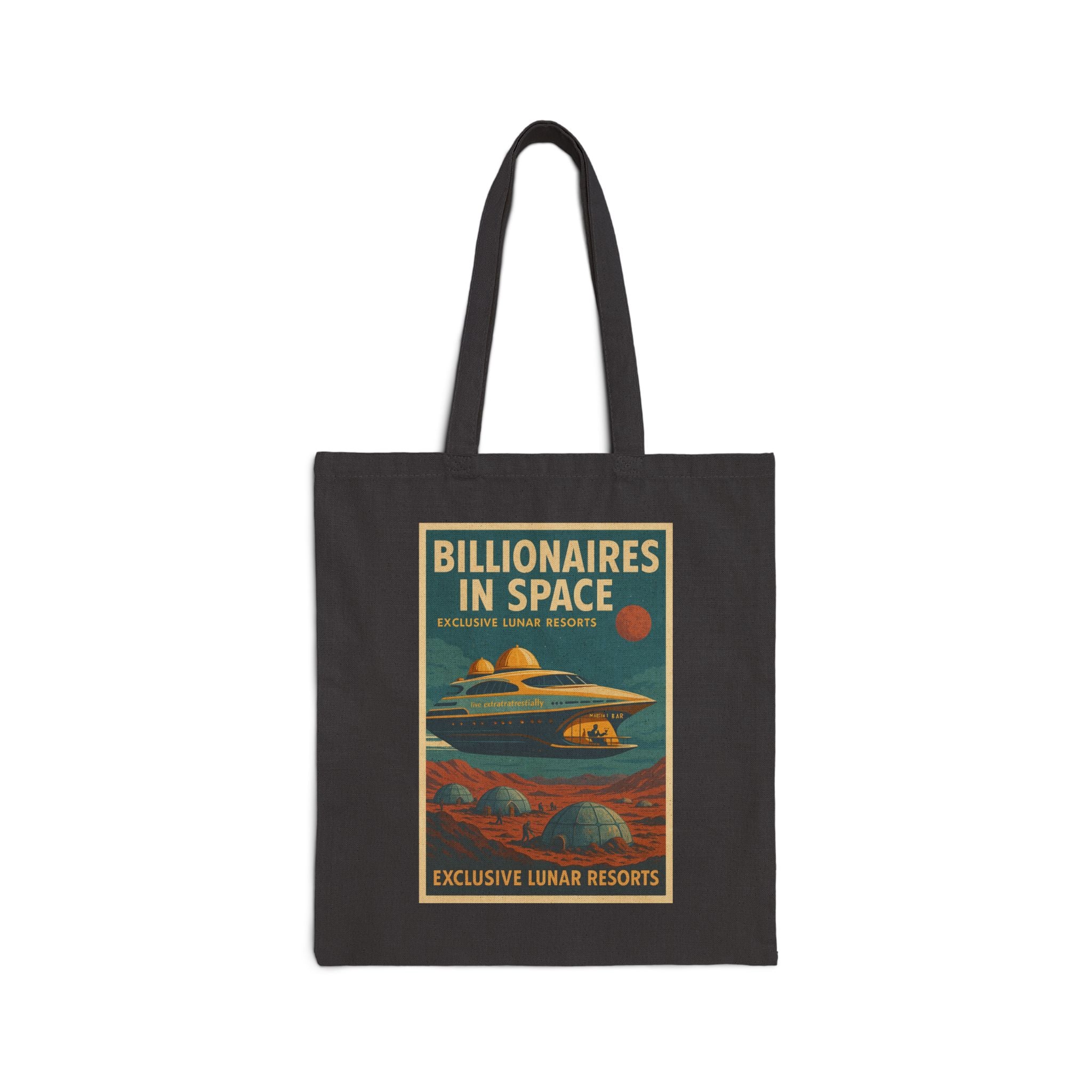 Vintage-Inspired Billionaires in Space Cotton Canvas Tote Bag, Eco-Friendly Shopping Bag, Gift for Space Enthusiasts, Reusable Tote