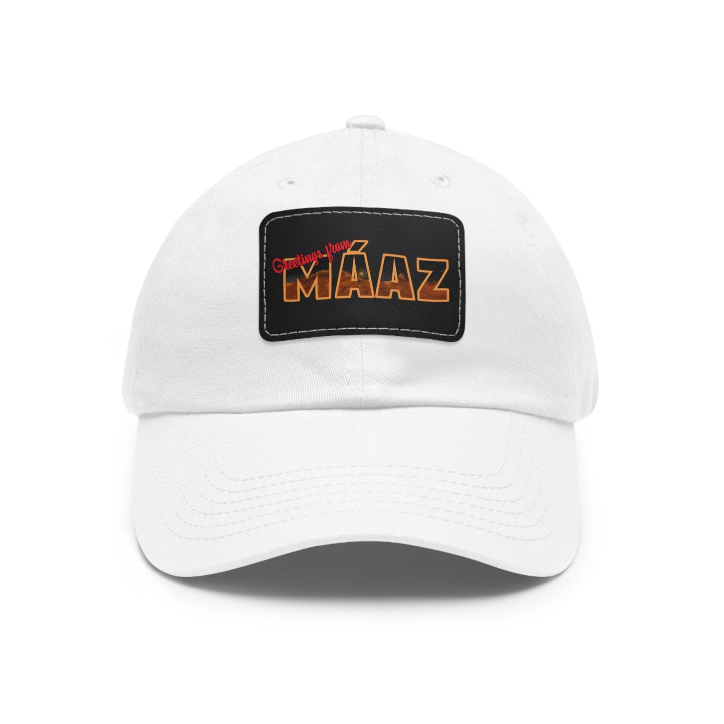 Greetings from Máaz Dad Hat with Leather Patch (Rectangle)
