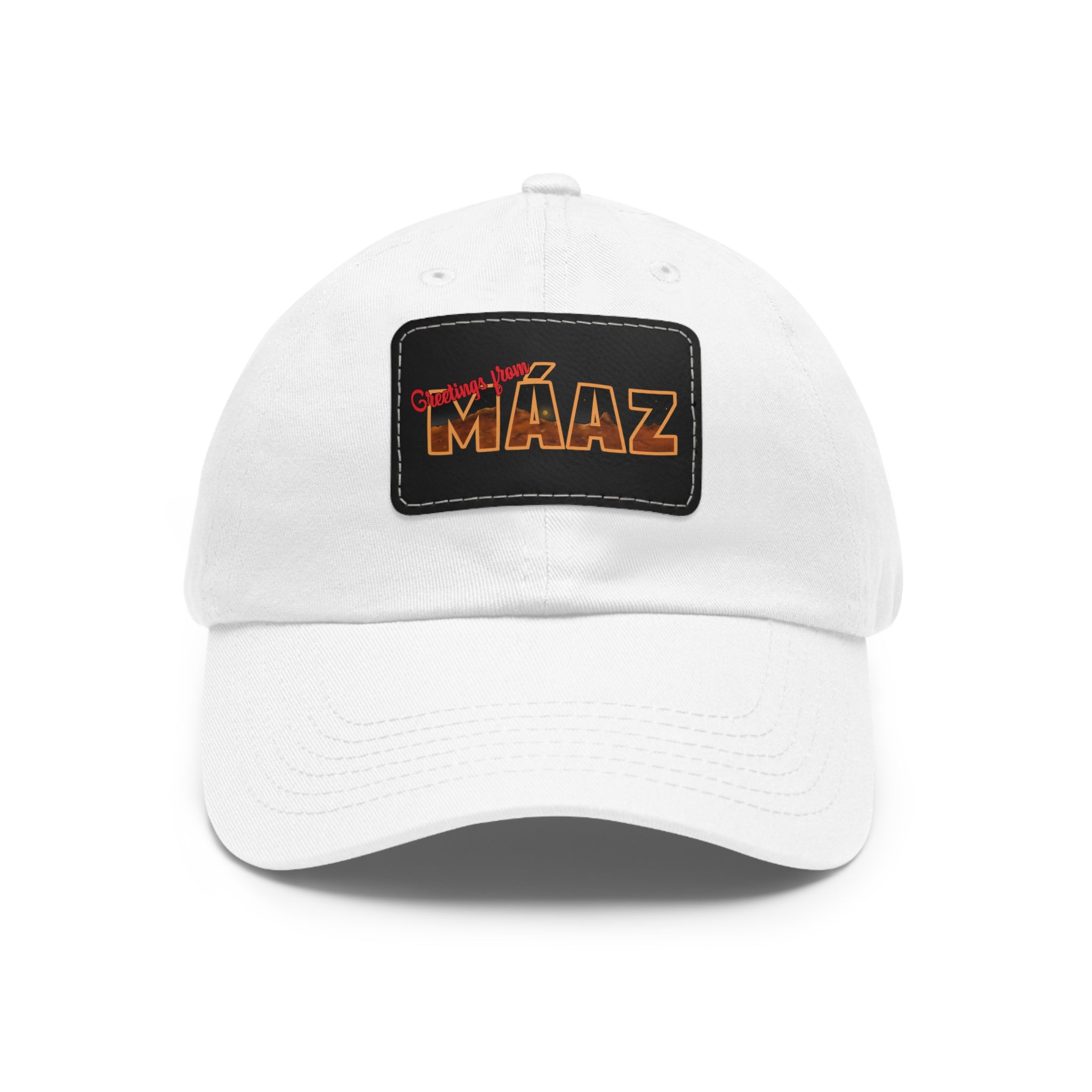 Greetings from Máaz Dad Hat with Leather Patch (Rectangle)