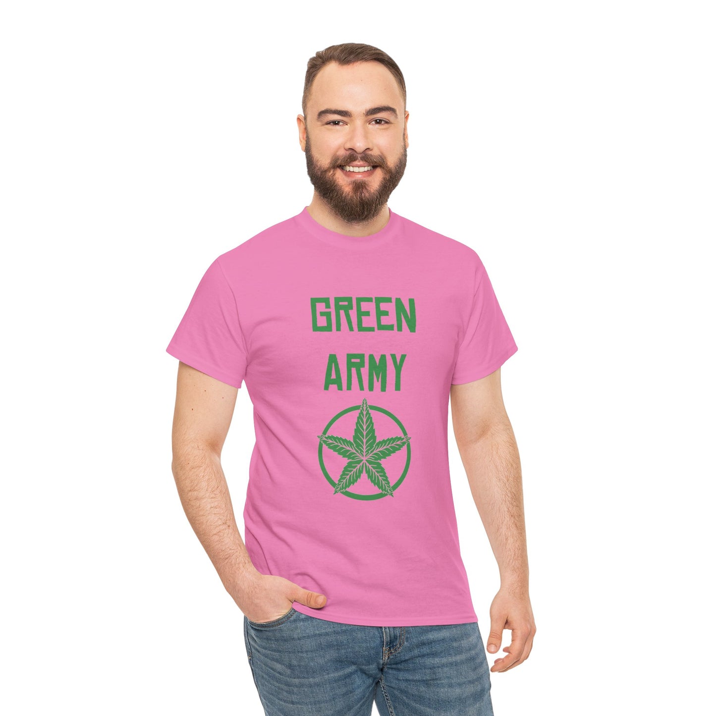 Green Army Star Leaf Unisex Heavy Cotton Tee