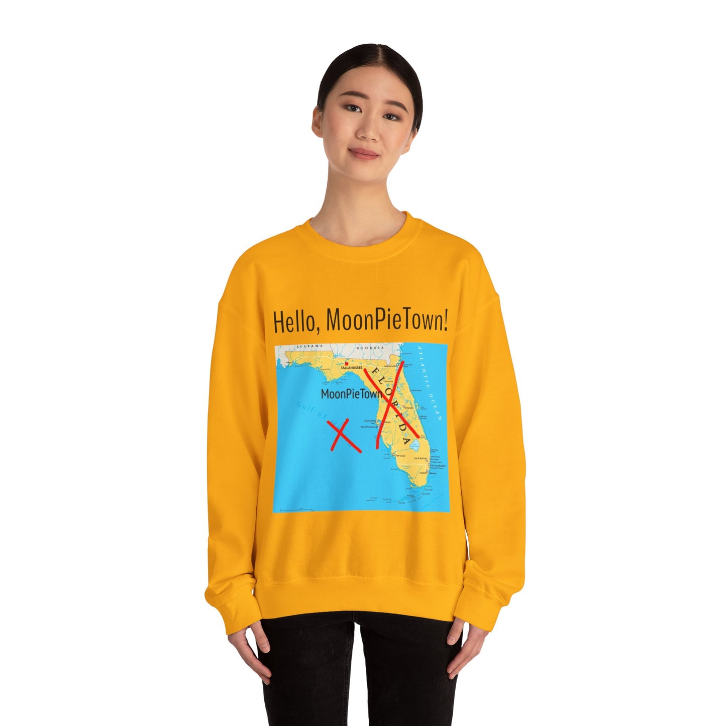 Hello MoonPieTown! Unisex Crewneck Sweatshirt - Cozy Casual Wear for Travel Lovers