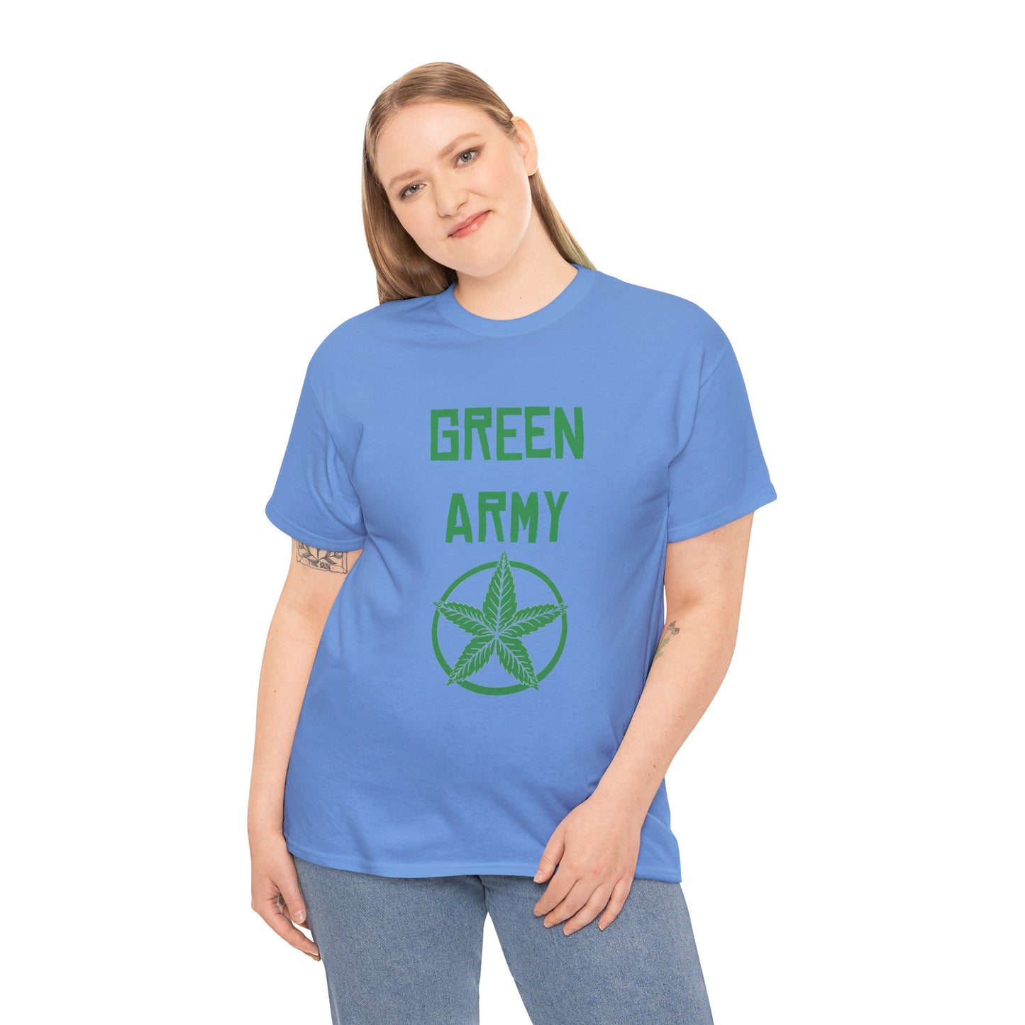 Green Army Star Leaf Unisex Heavy Cotton Tee