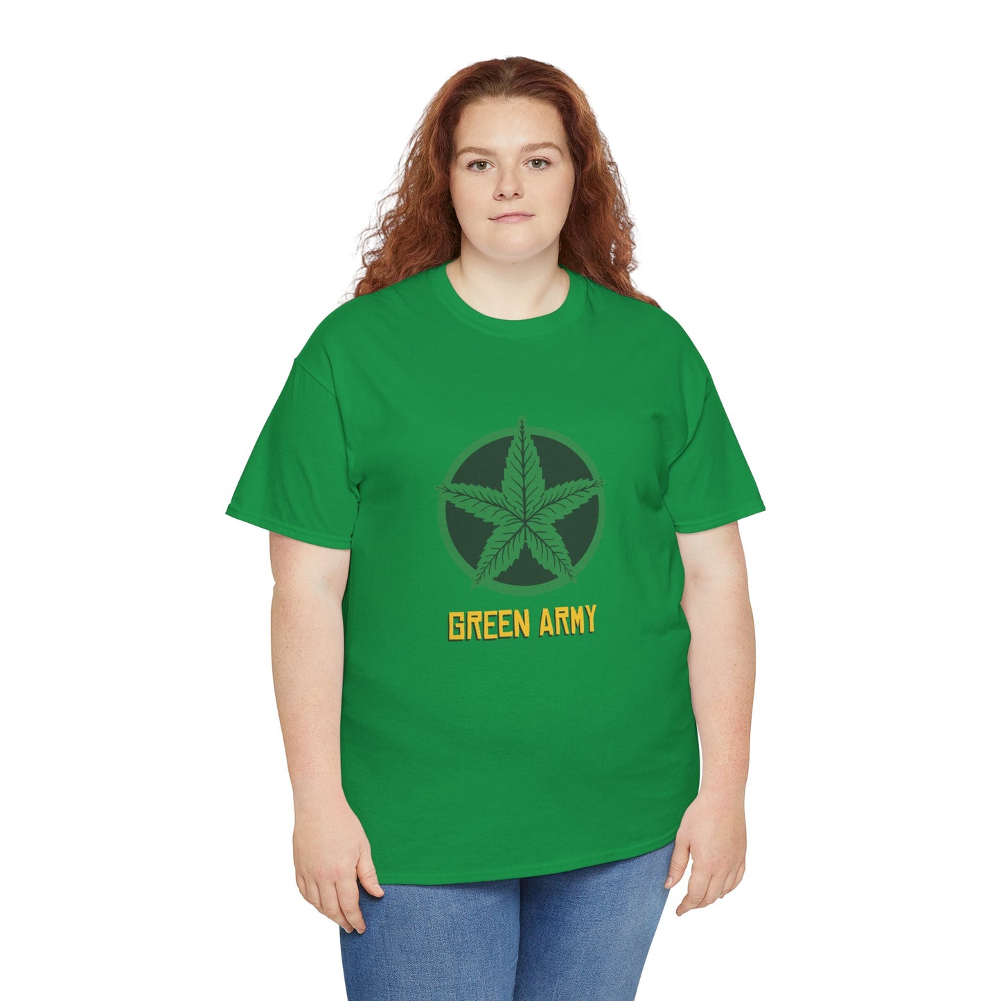 Green Army Star Logo Unisex Heavy Cotton Tee