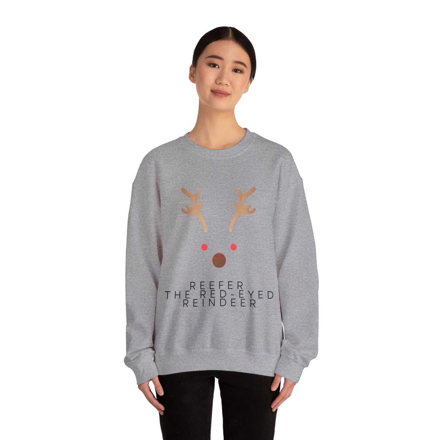 Red Eyed Reindeer Unisex Heavy Blend Crewneck Sweatshirt