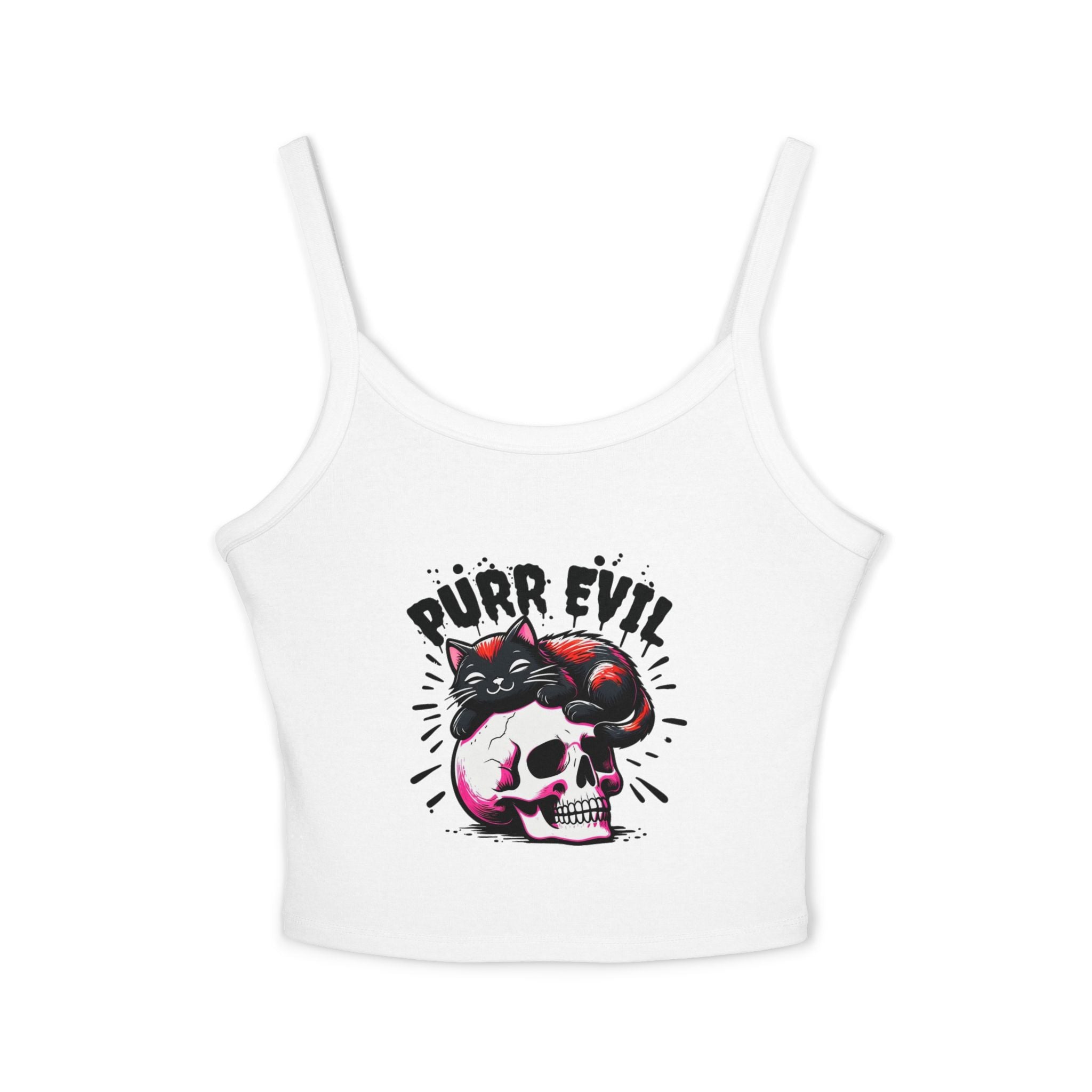 Purr Evil Cat Graphic Women's Spaghetti Strap Tank Top