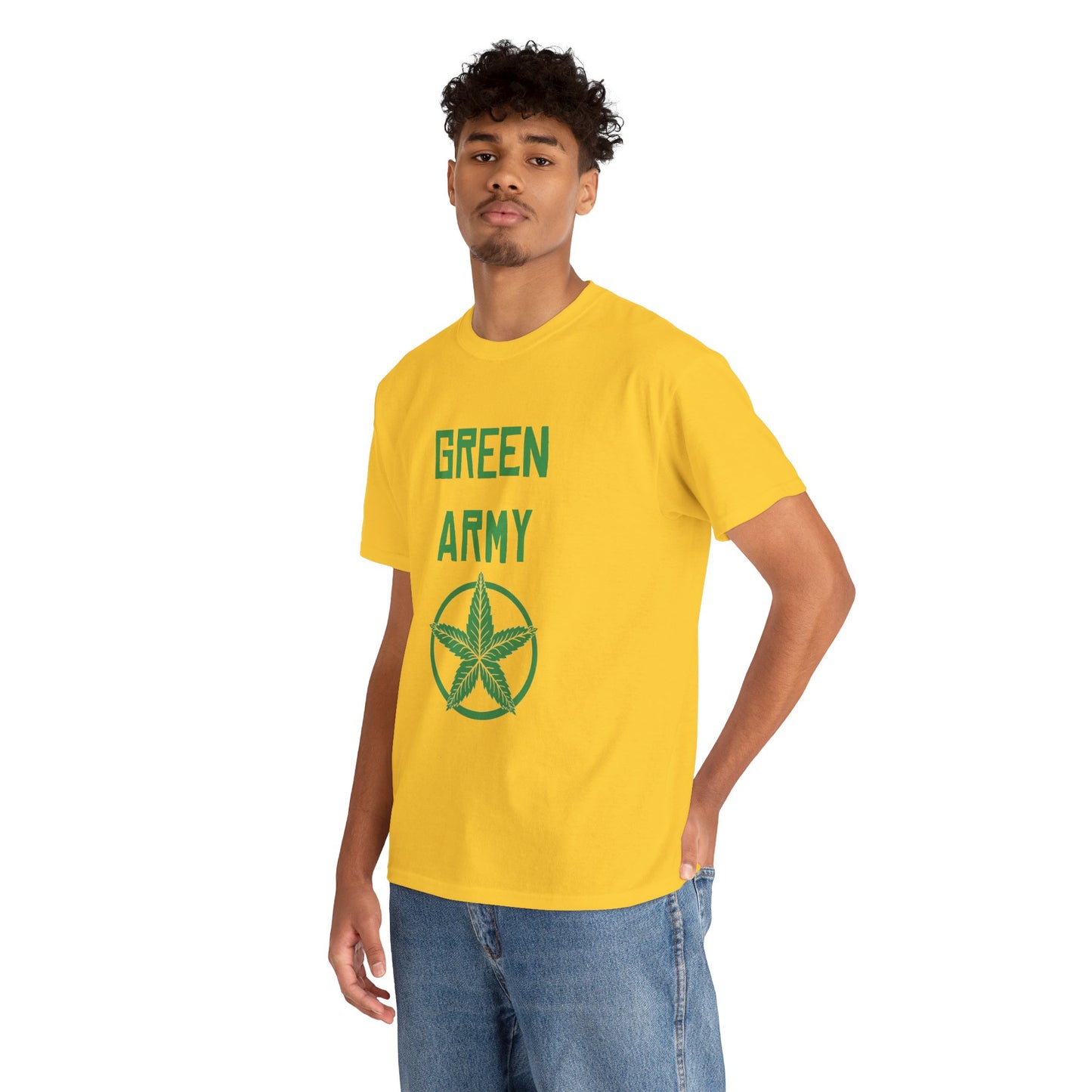 Green Army Star Leaf Unisex Heavy Cotton Tee