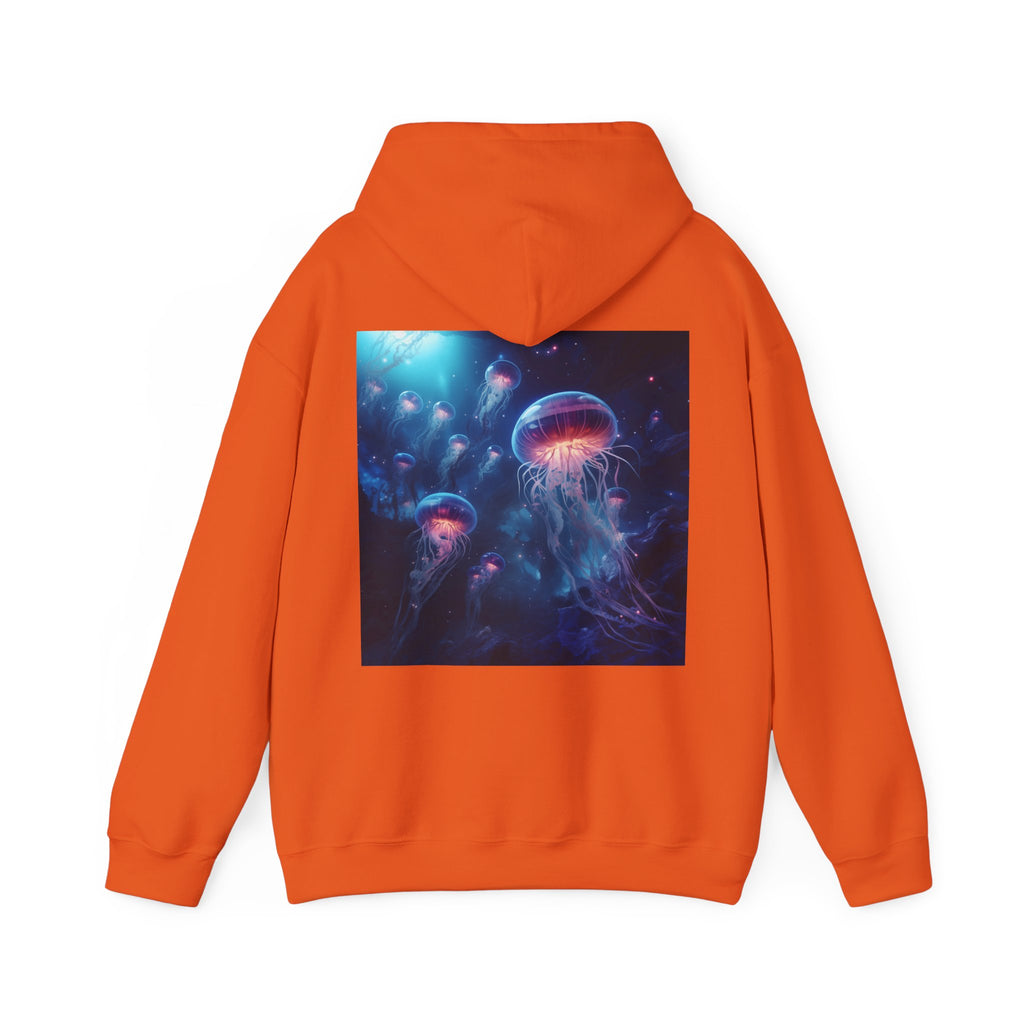 Jellyfish in Space Back Unisex Heavy Blend Hooded Sweatshirt