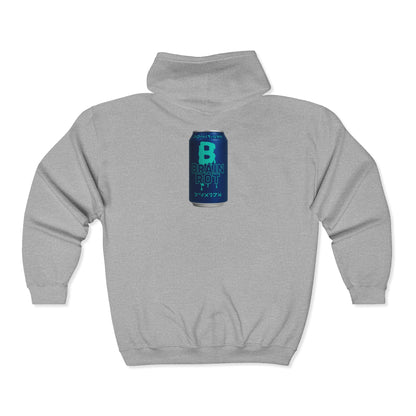 Brain Rot Energy Drink Can Zip Hoodie — Neon Retro Beverage Graphic Full-Zip Sweatshirt