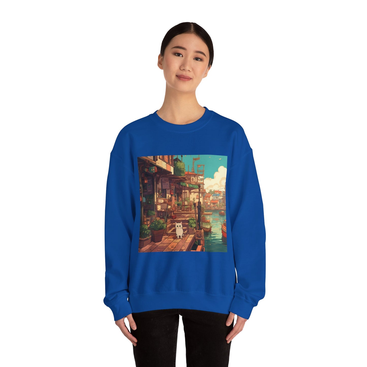 Studio Ghibli Style Cat Unisex Heavy Blend Crewneck Sweatshirt