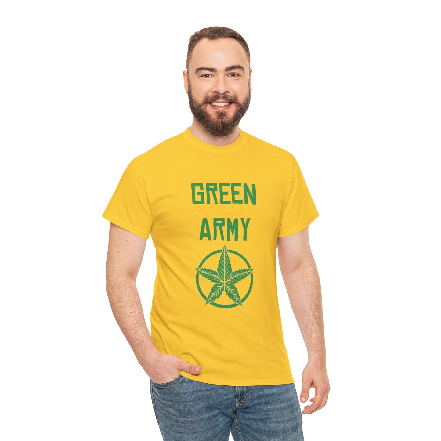 Green Army Star Leaf Unisex Heavy Cotton Tee