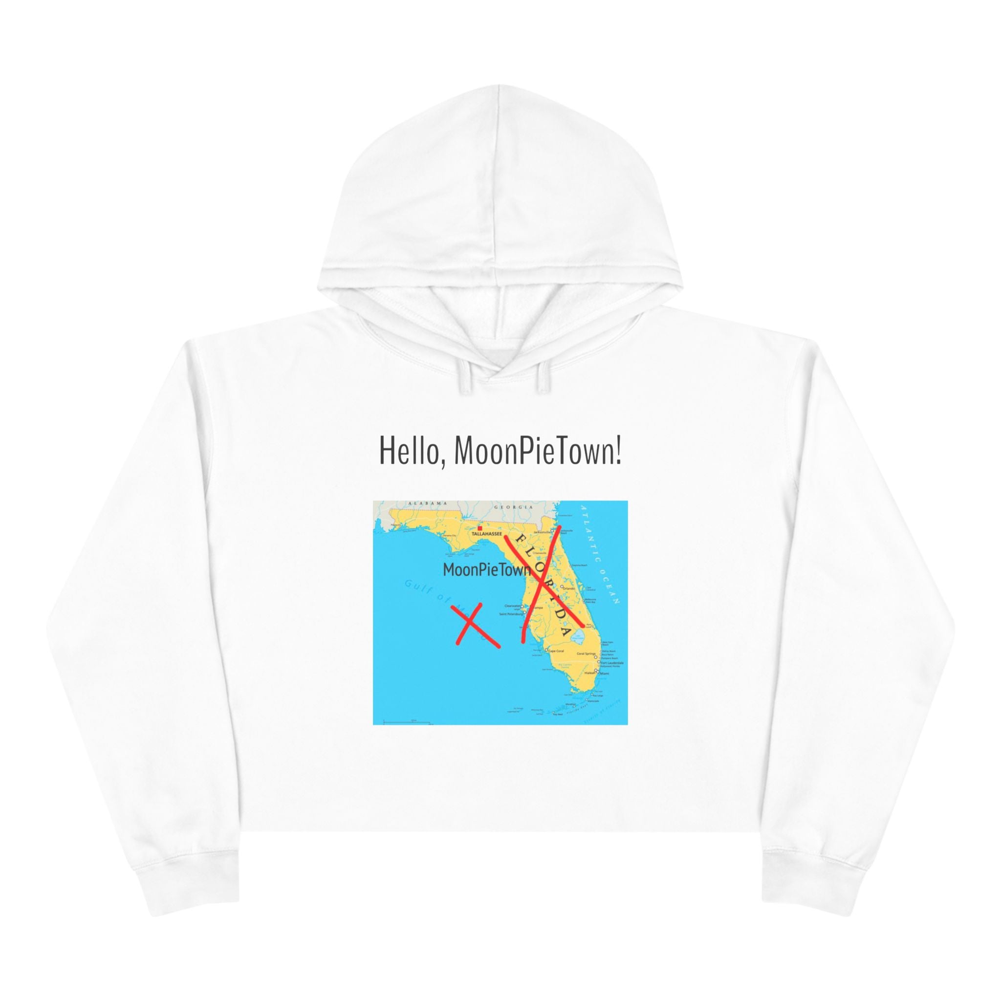 Hello MoonPieTown! Stylish Crop Hoodie for Trendsetters