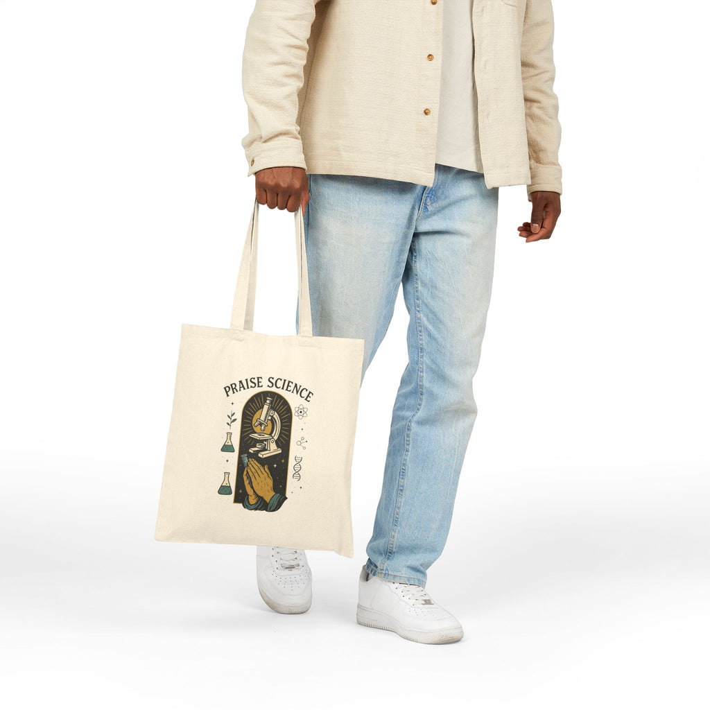 Praise Science Cotton Canvas Tote Bag – Eco-Friendly Tote for Scientists and Nature Lovers