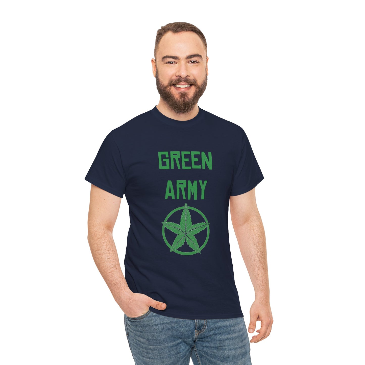 Green Army Star Leaf Unisex Heavy Cotton Tee