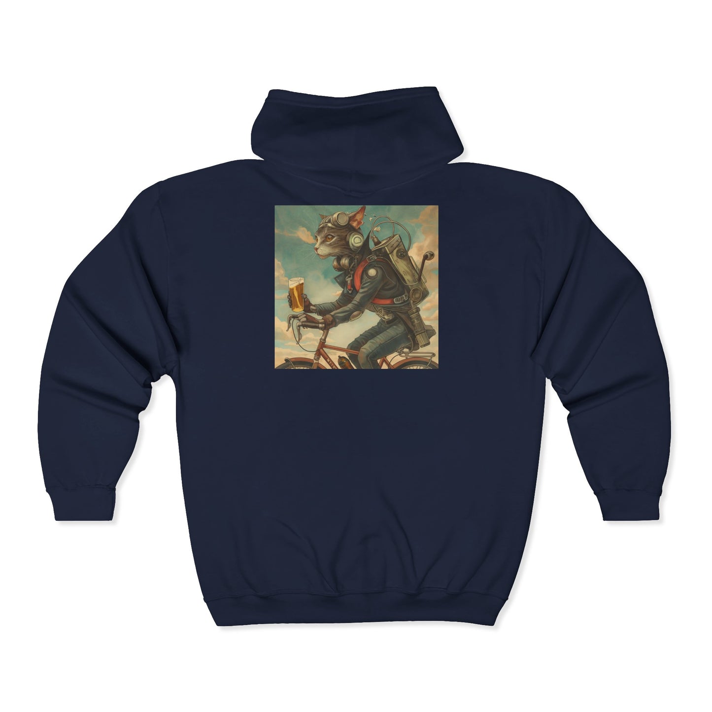 Cat Robot Bike Unisex Heavy Blend Full Zip Hooded Sweatshirt
