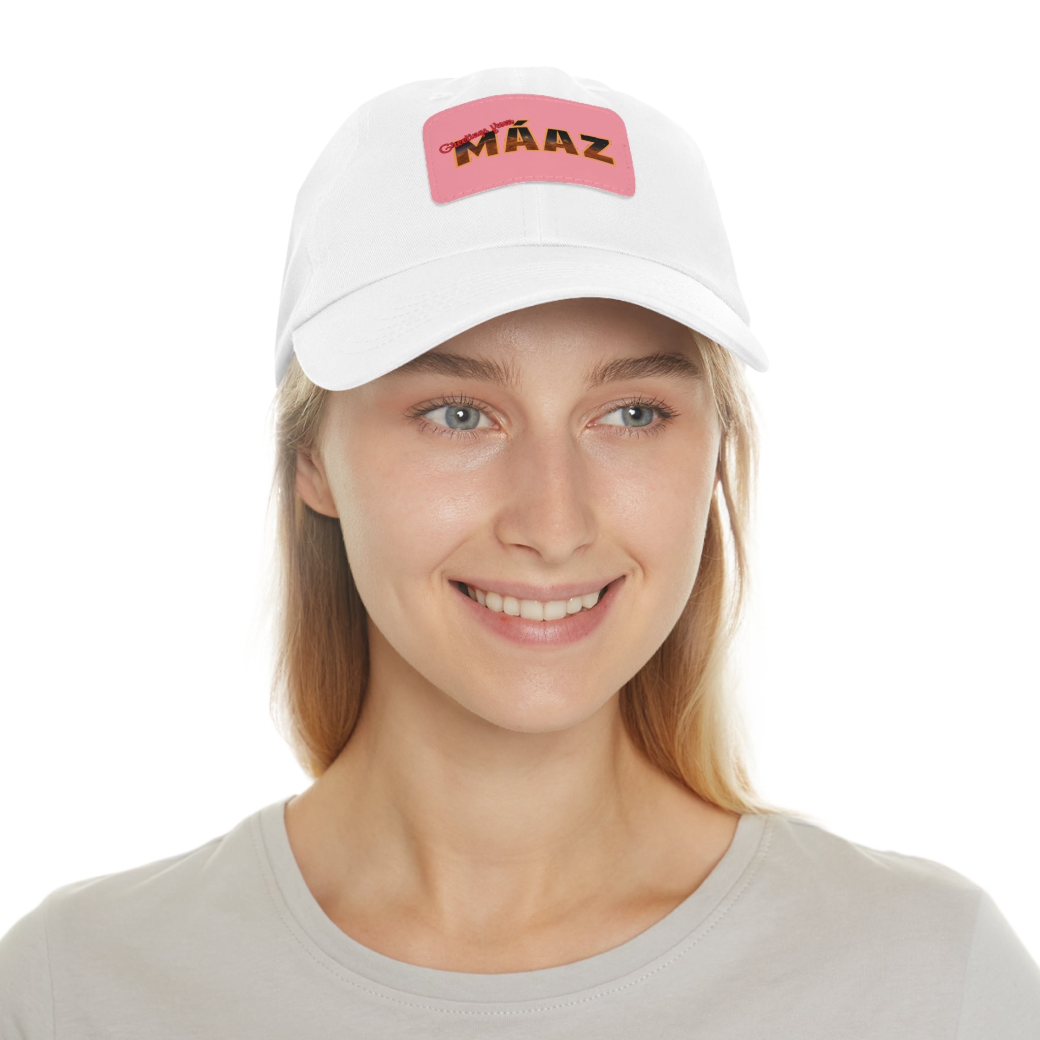Greetings from Máaz Dad Hat with Leather Patch (Rectangle)