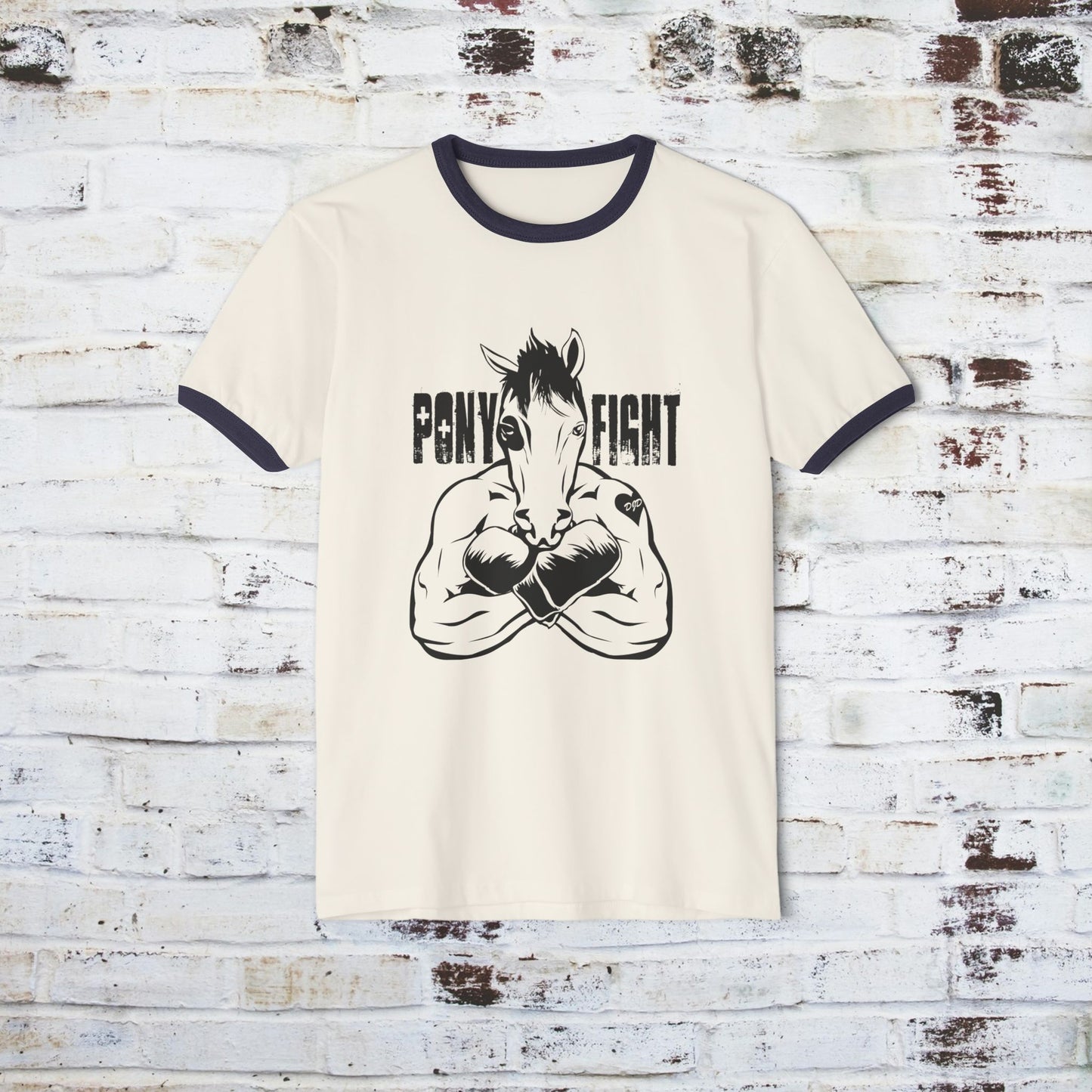 Pony Fight v1 Unisex Cotton Ringer T-Shirt