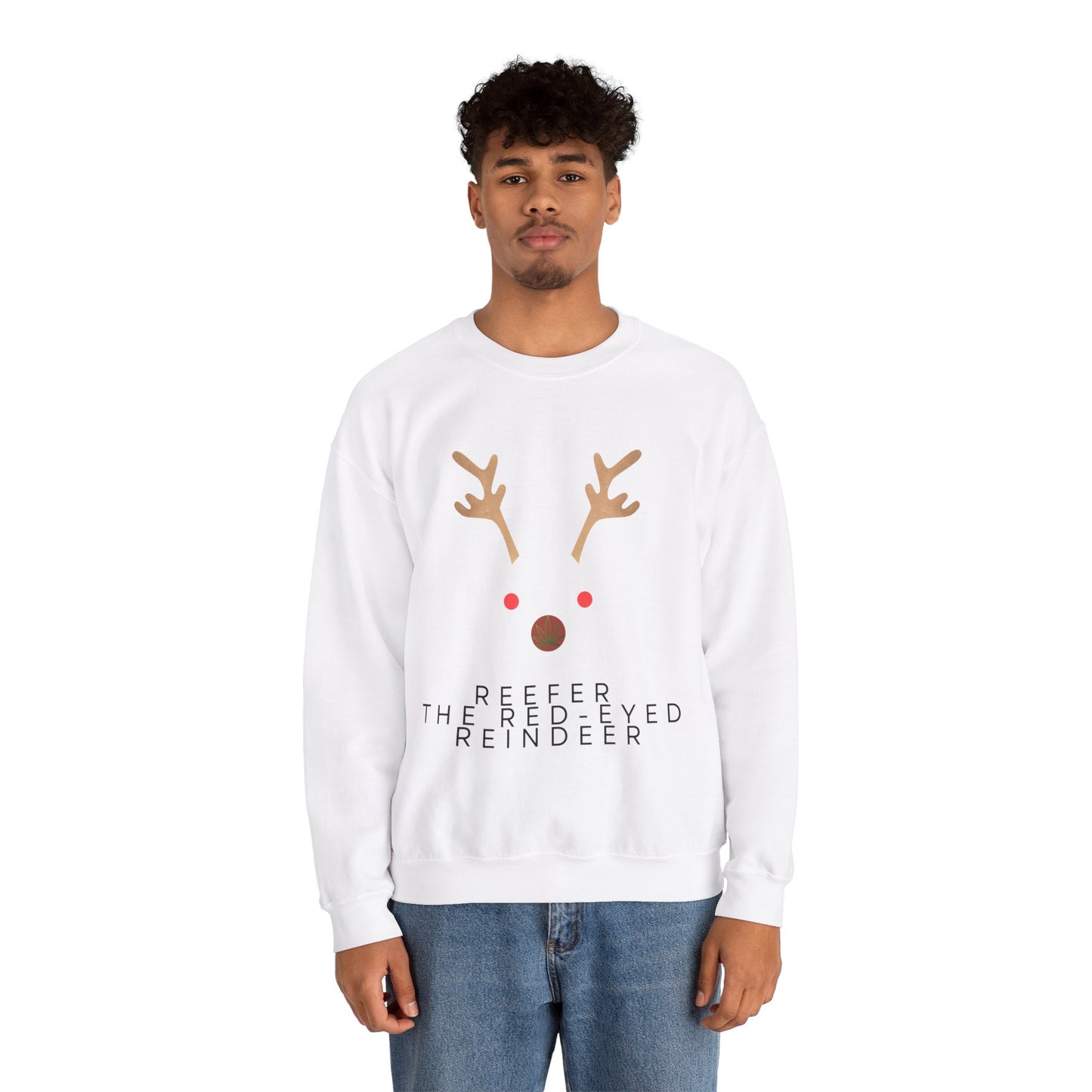 Red Eyed Reindeer Unisex Heavy Blend Crewneck Sweatshirt