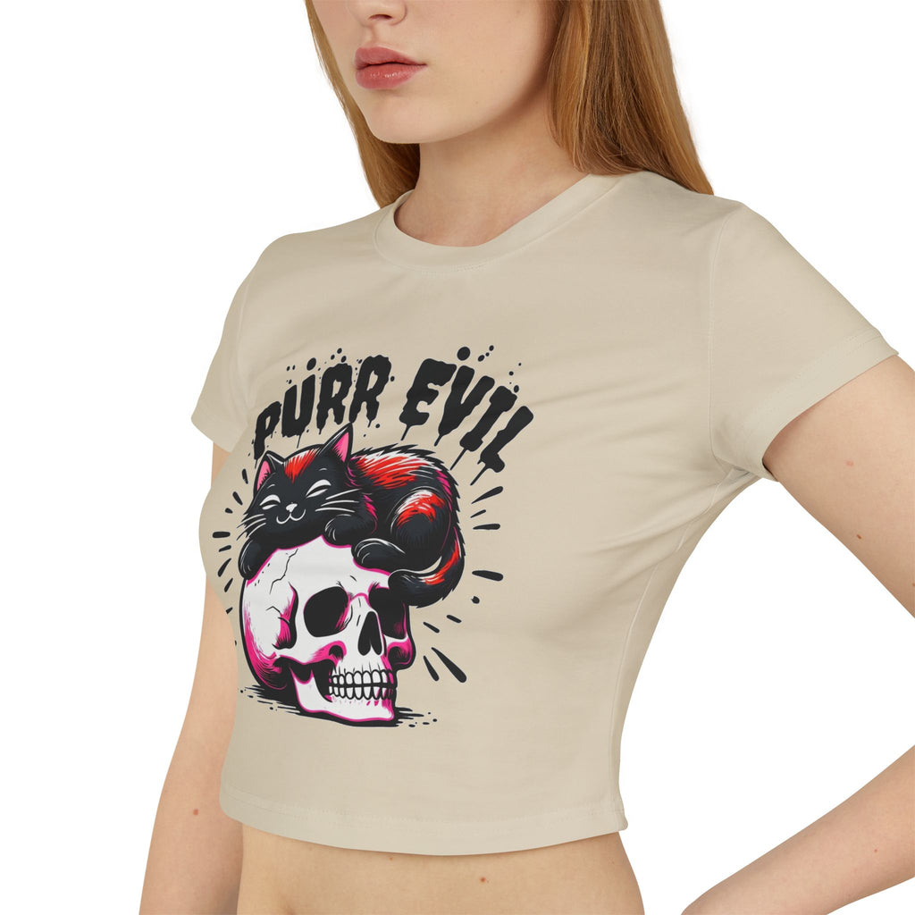 Purr Evil Women's Baby Tee - Cute Cat Graphic Tee