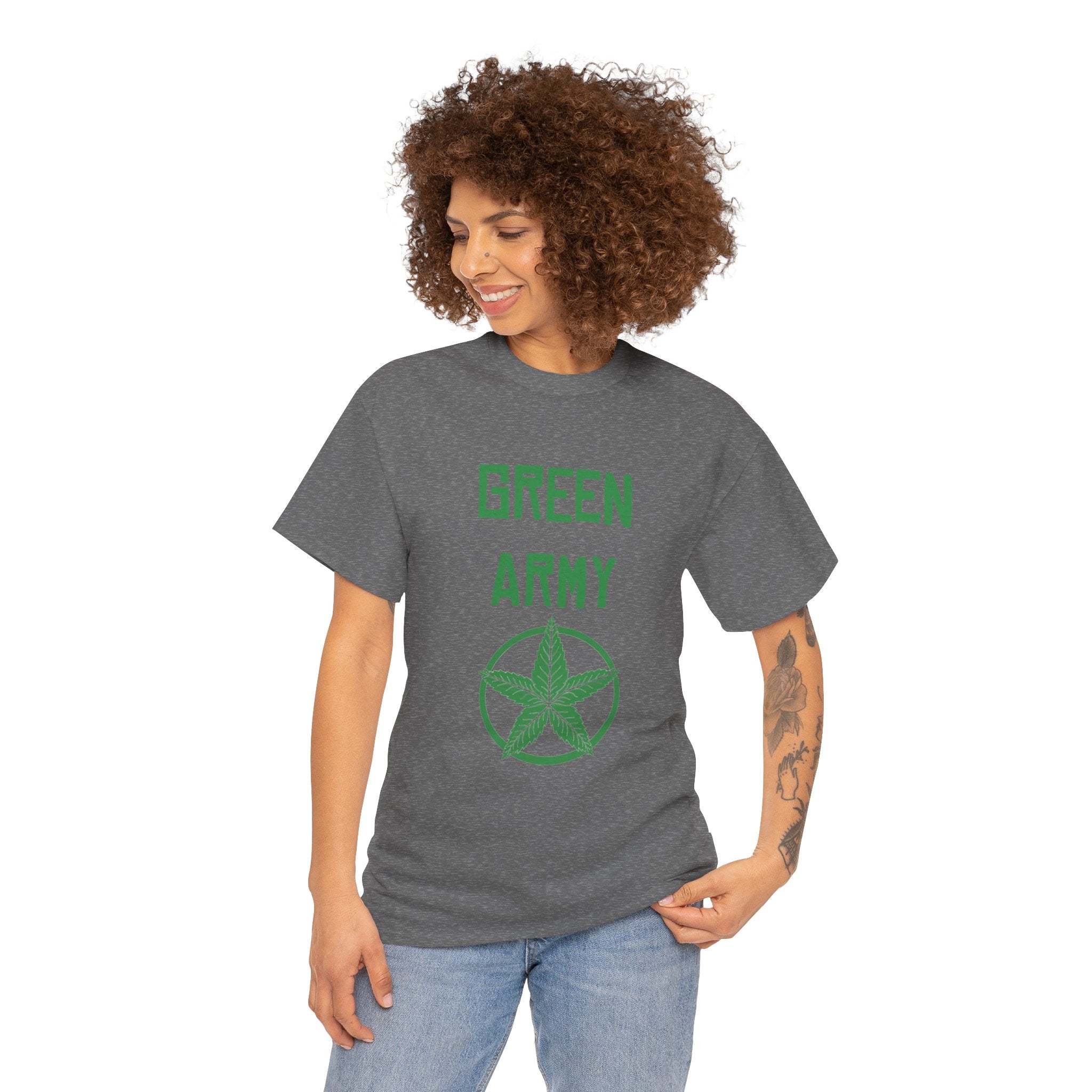 Green Army Star Leaf Unisex Heavy Cotton Tee