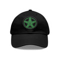 Green Army Dad Hat with Leather Patch (Round)