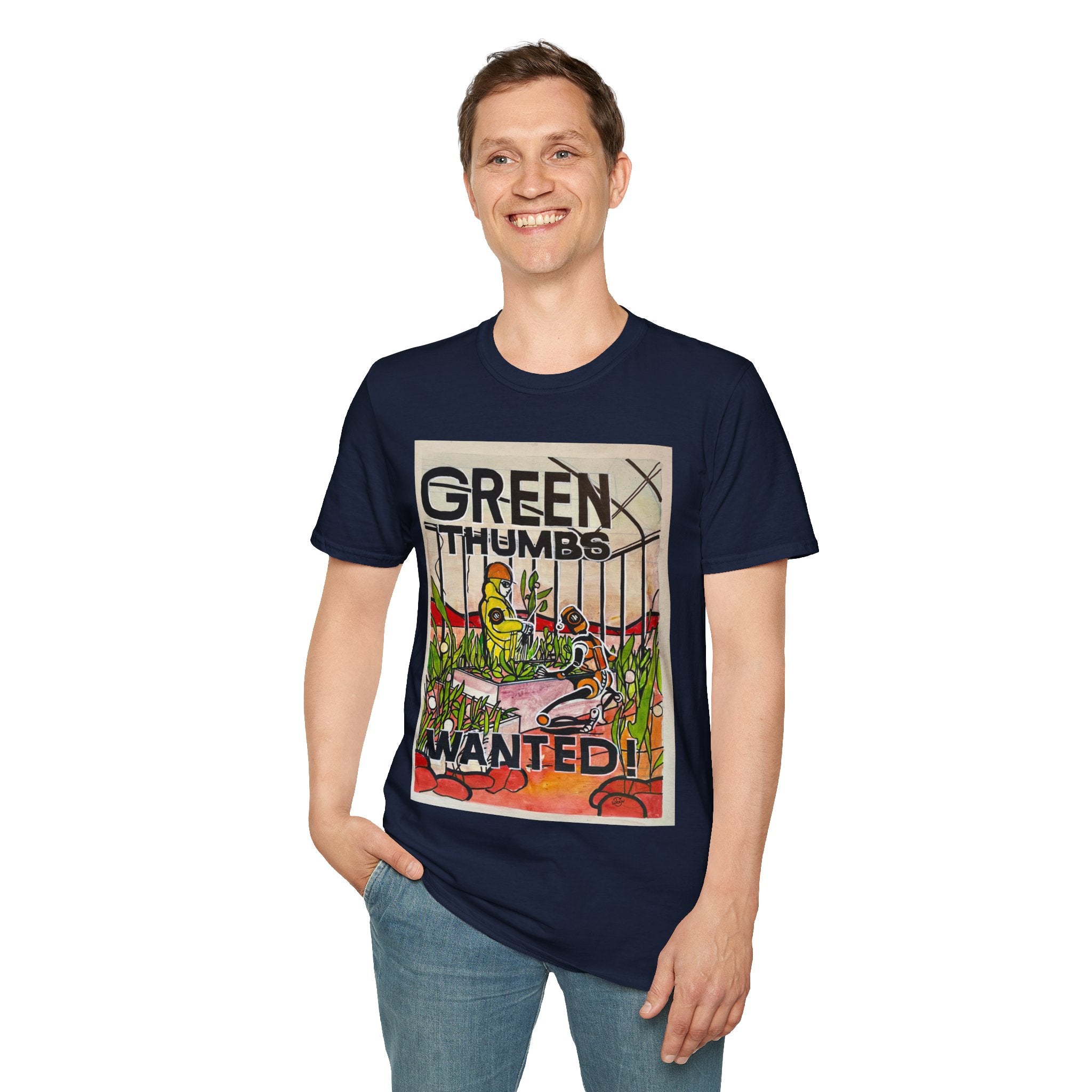 Martian Green Thumbs Unisex Softstyle T-Shirt