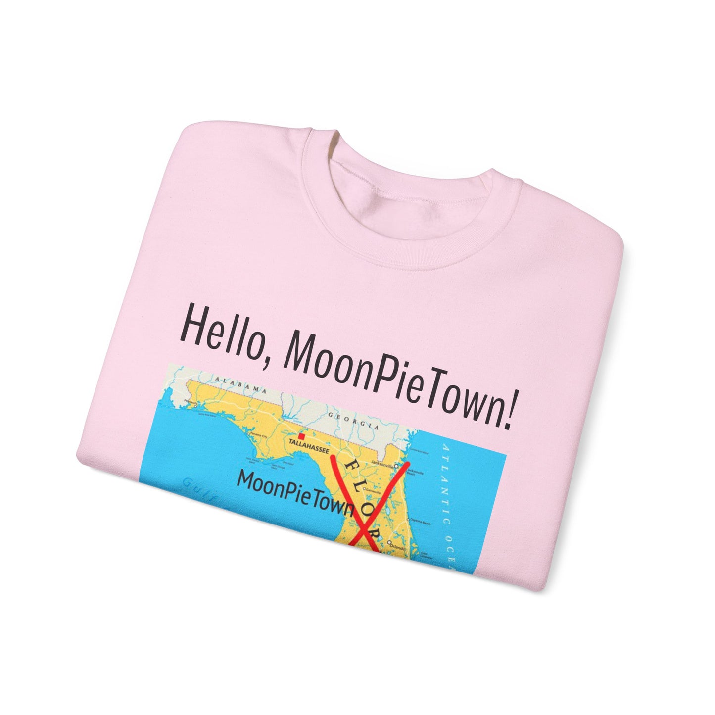 Hello MoonPieTown! Unisex Crewneck Sweatshirt - Cozy Casual Wear for Travel Lovers