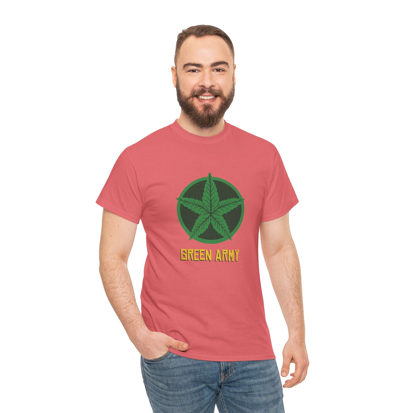 Green Army Star Logo Unisex Heavy Cotton Tee