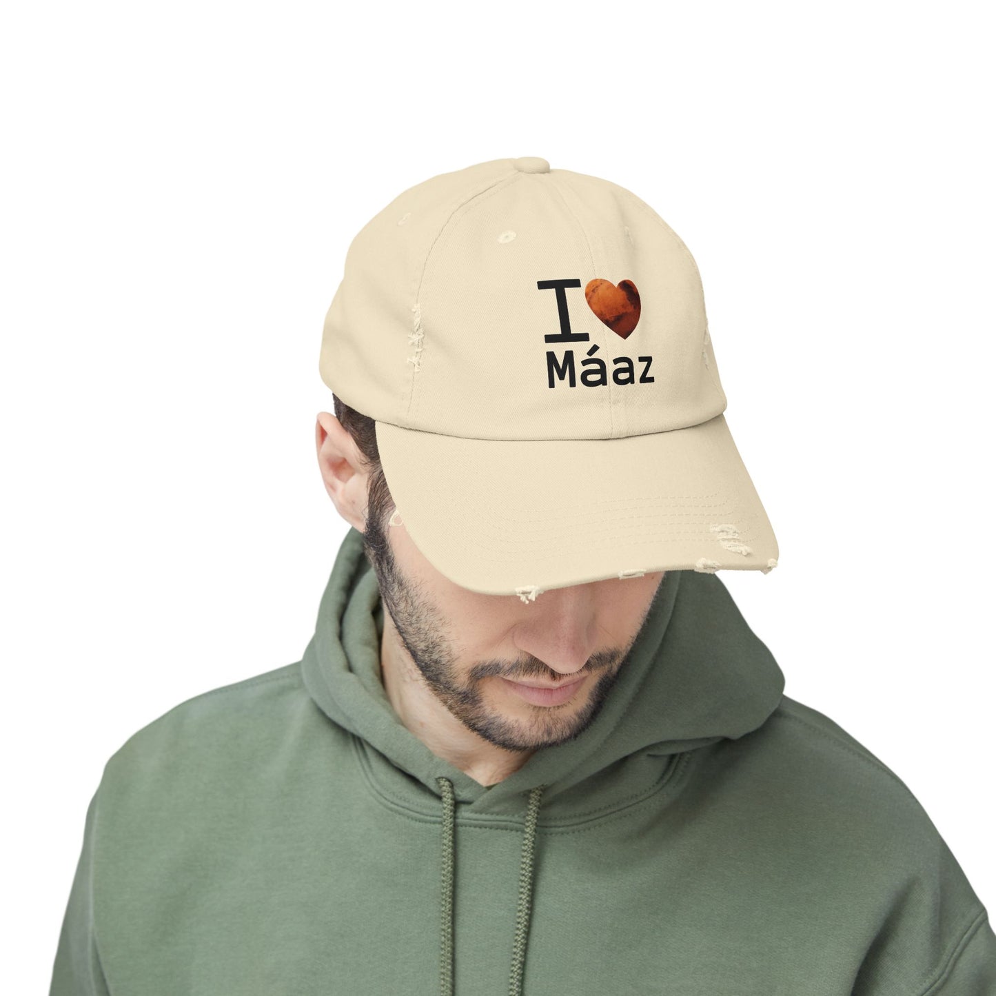 I Love Mars Unisex Distressed Cap