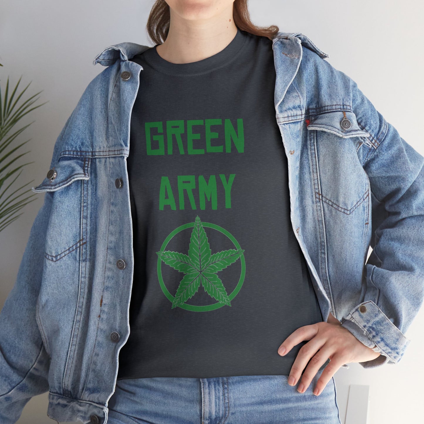 Green Army Star Leaf Unisex Heavy Cotton Tee