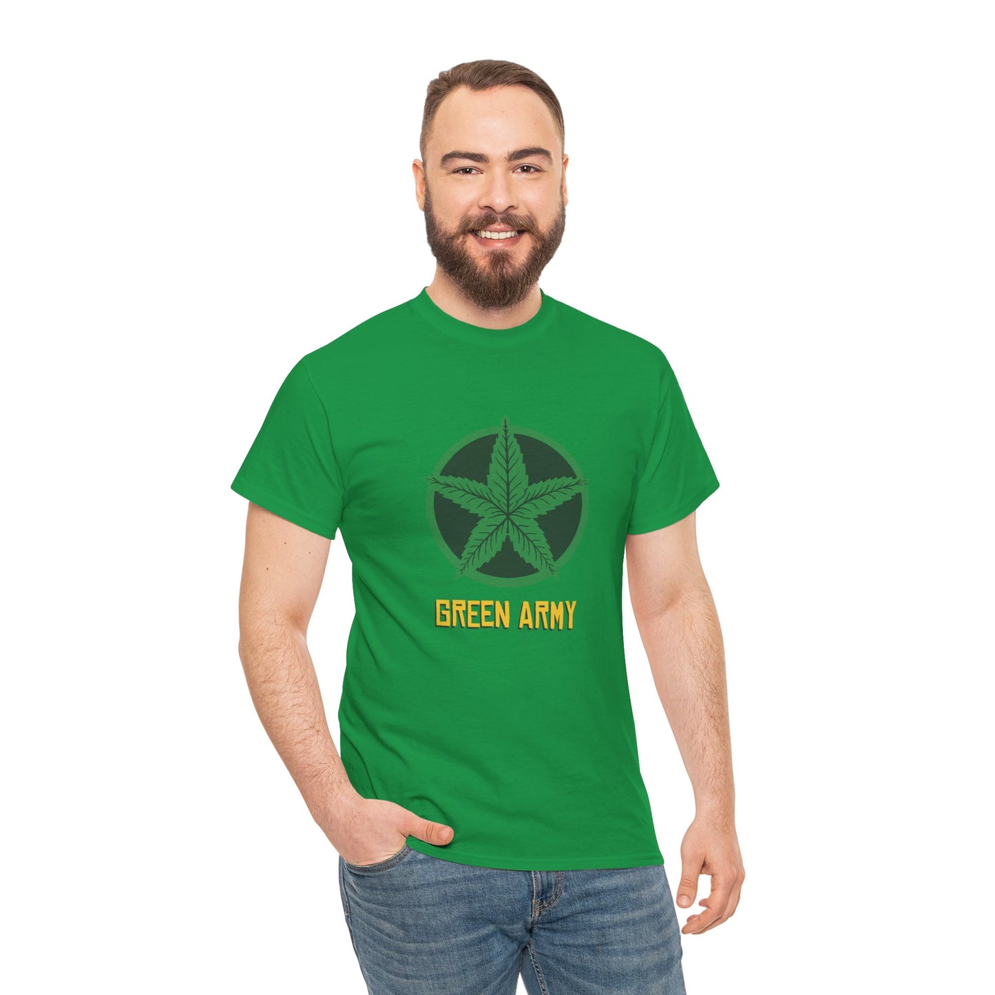 Green Army Star Logo Unisex Heavy Cotton Tee