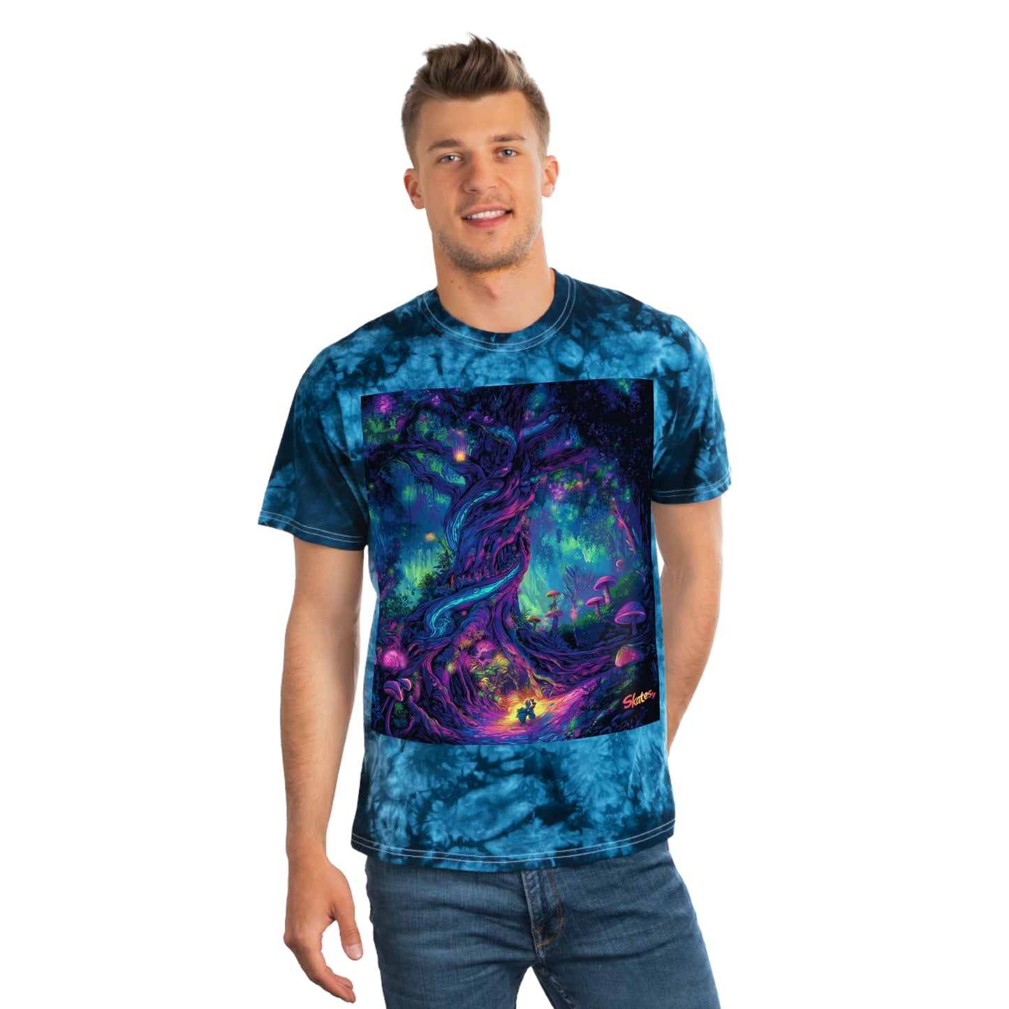 Skates Tree Tie-Dye Tee, Crystal