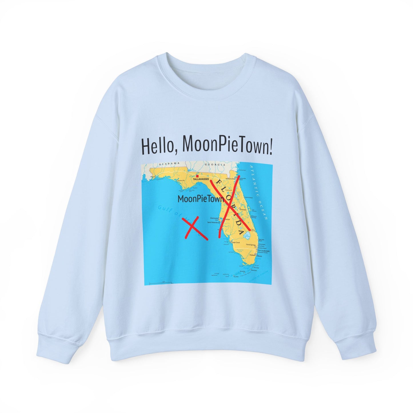 Hello MoonPieTown! Unisex Crewneck Sweatshirt - Cozy Casual Wear for Travel Lovers