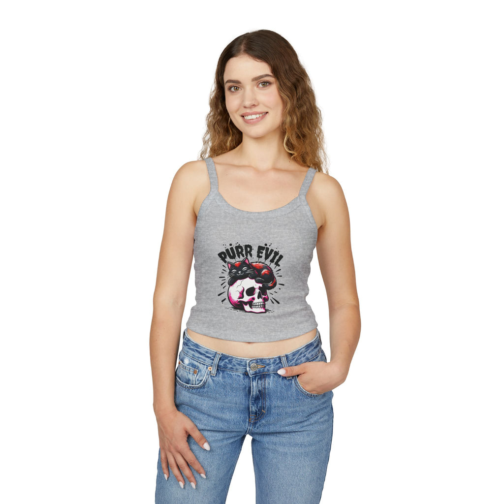 Purr Evil Cat Graphic Women's Spaghetti Strap Tank Top