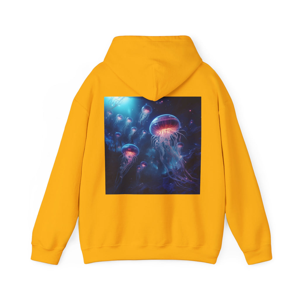 Jellyfish in Space Back Unisex Heavy Blend Hooded Sweatshirt