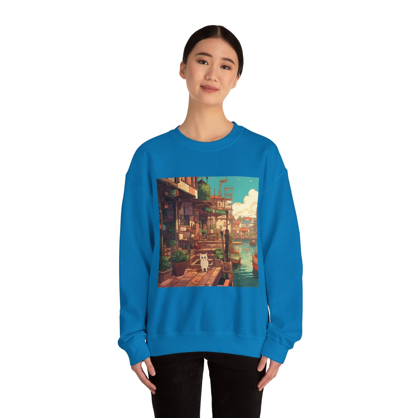 Studio Ghibli Style Cat Unisex Heavy Blend Crewneck Sweatshirt