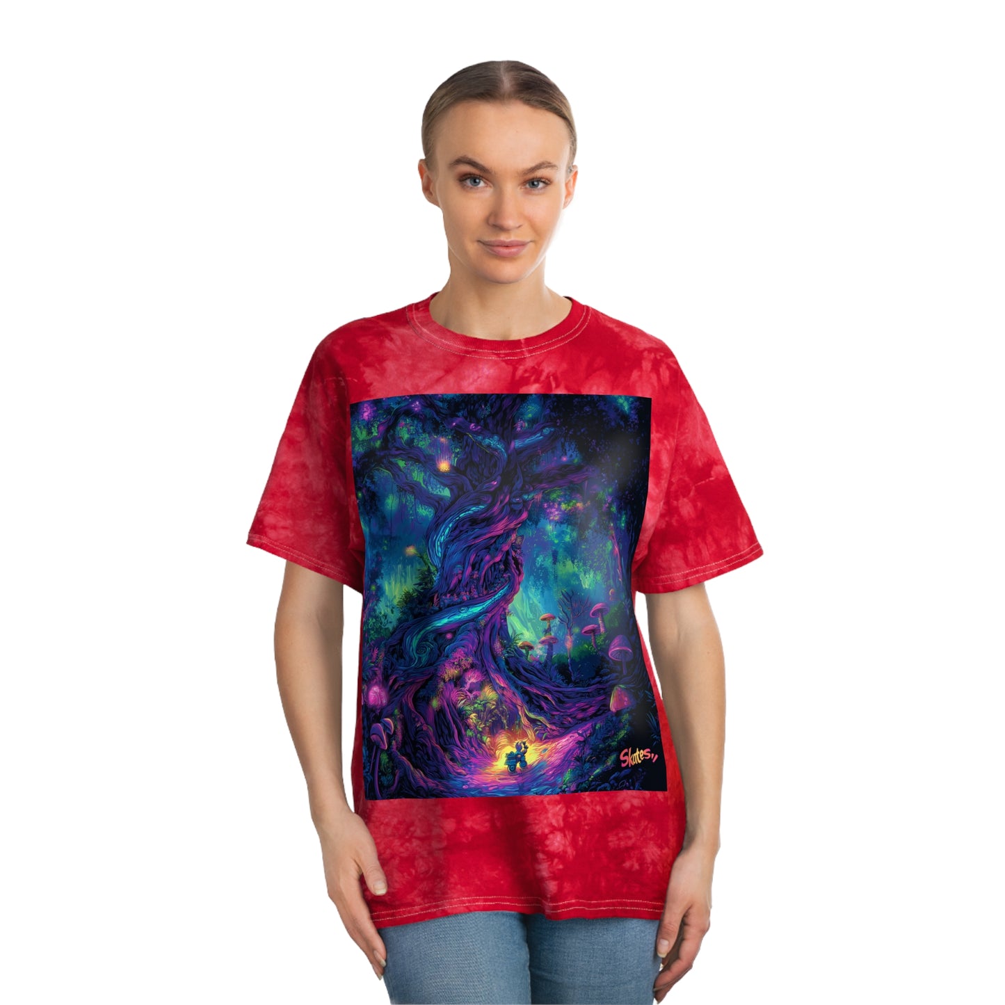 Skates Tree Tie-Dye Tee, Crystal