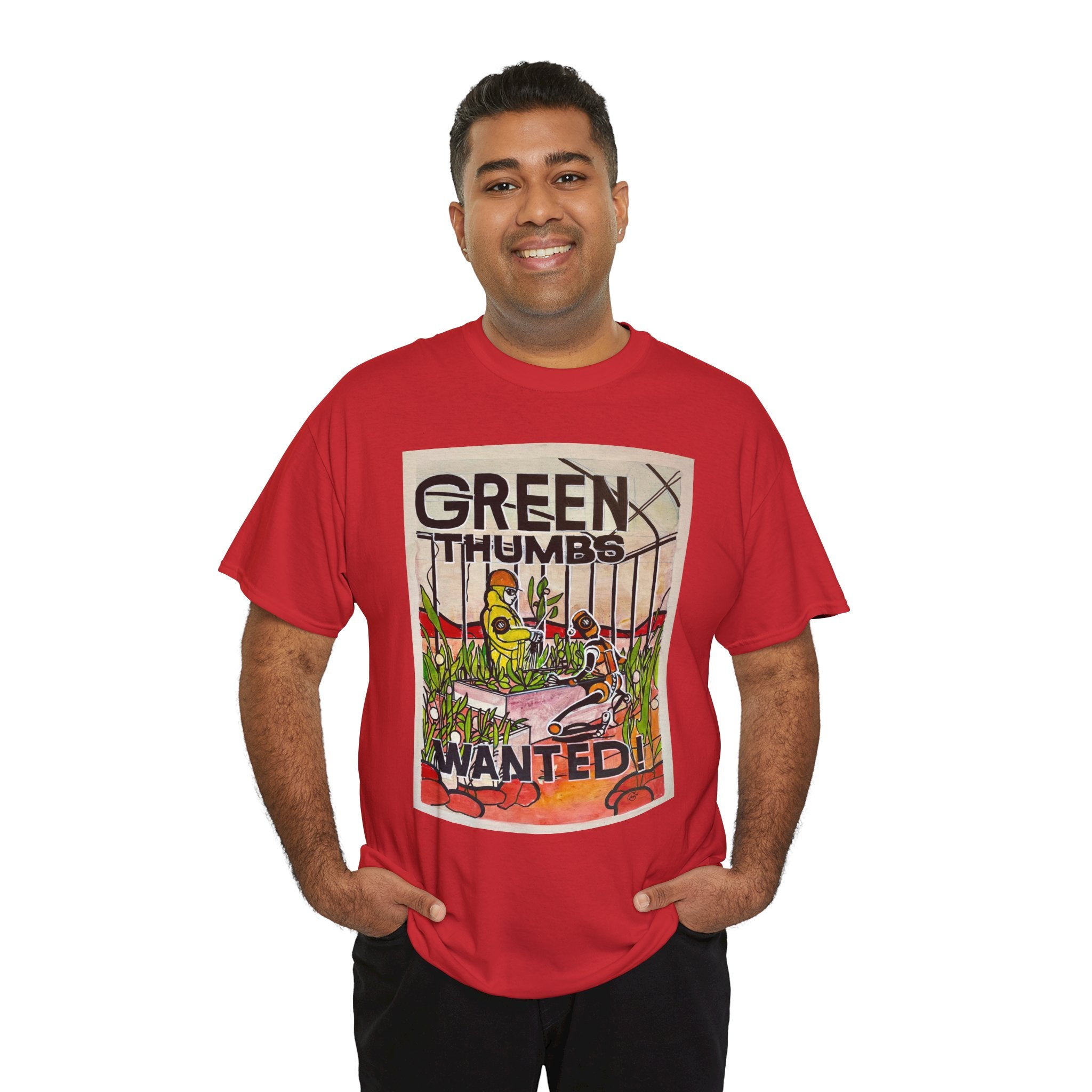 Martian Green Thumbs Unisex Heavy Cotton Tee